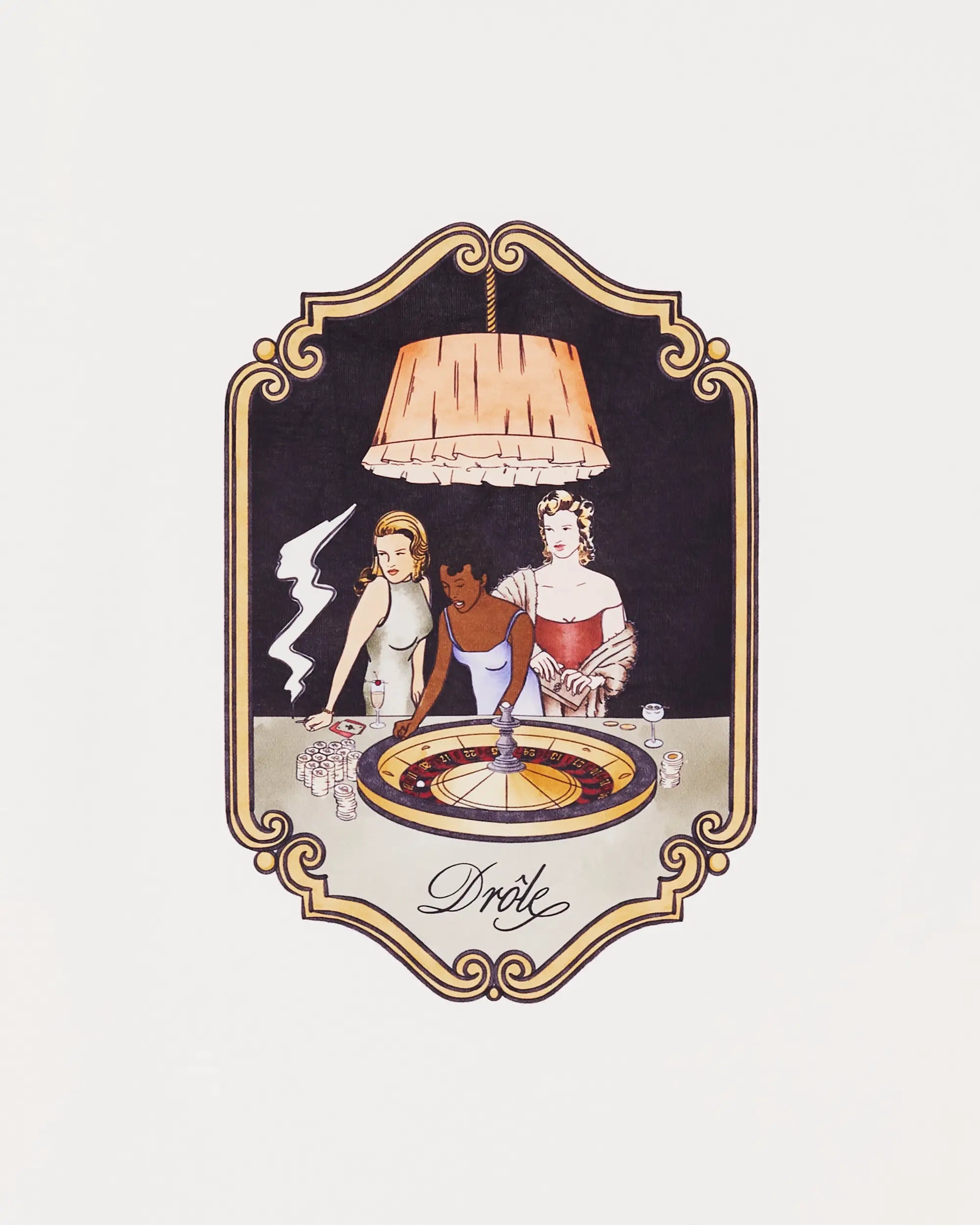 Drôle De Monsieur Casino Scene T-Shirt Off-White Print Baumwolle