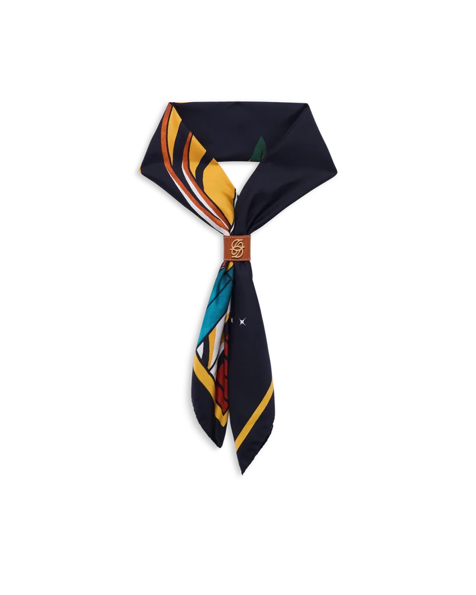 Drôle De Monsieur Foulard Soie Tropicana Seidentuch Navy OS