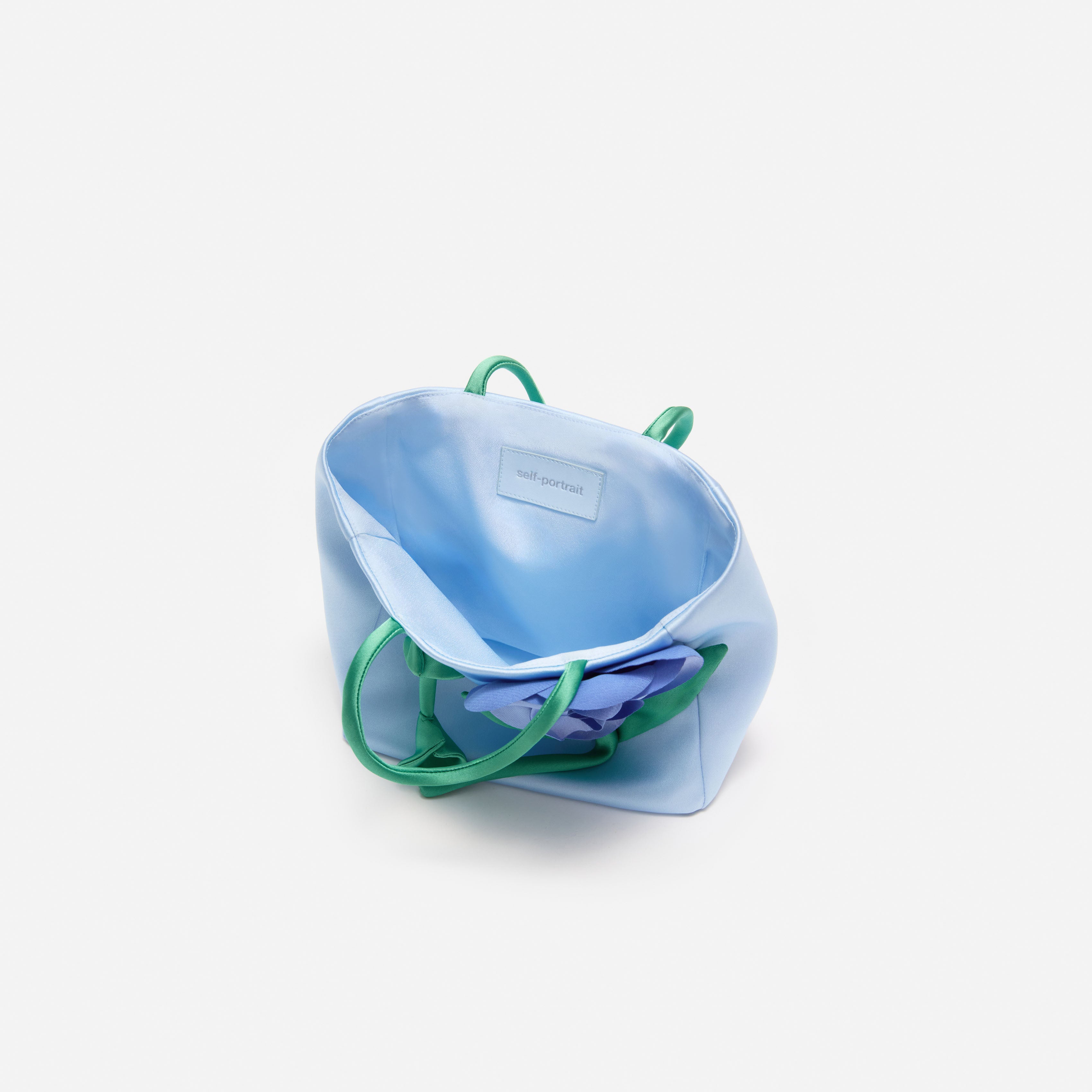 Self Portrait Blue Taffeta 3D Flower Tasche Blau
