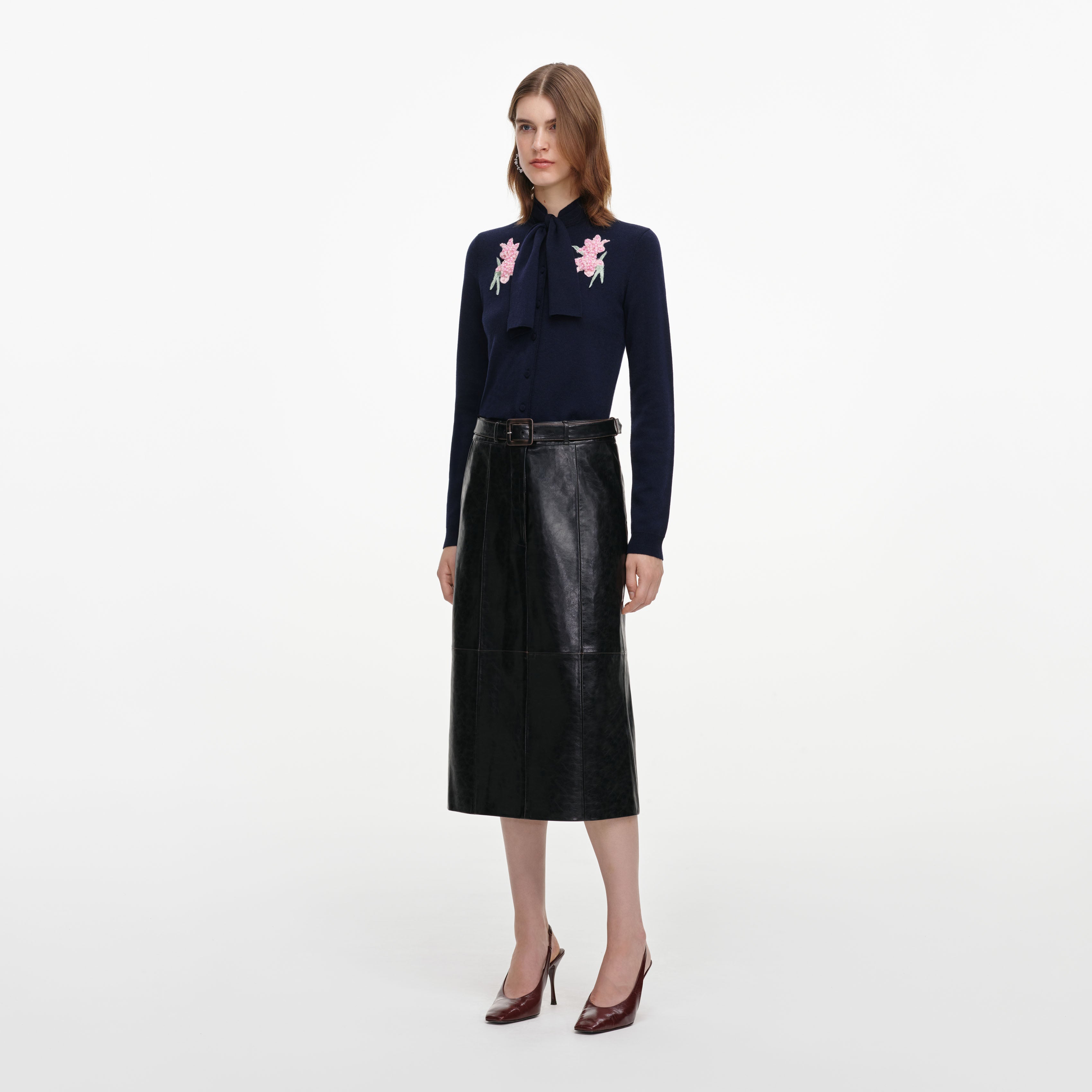 Self Portrait Navy Sequin Knit Cardigan Strickjacke Blau