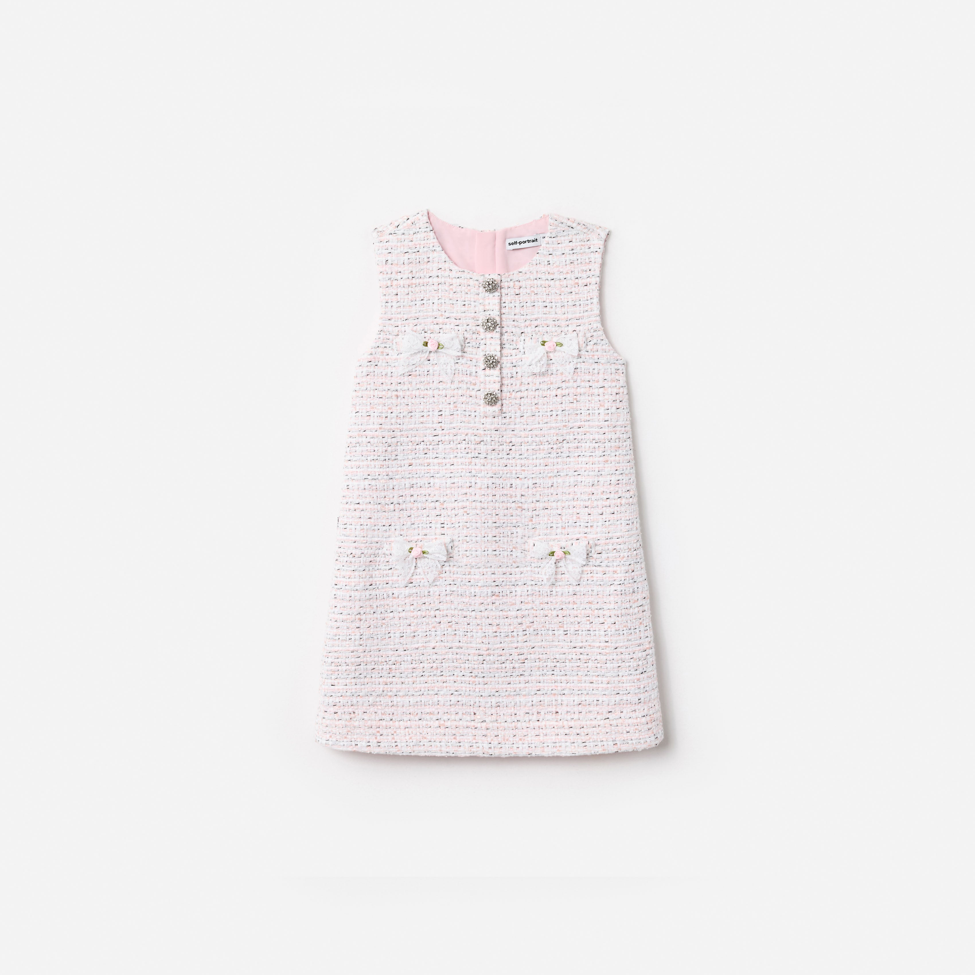 Self Portrait Pink Boucle Lace Bow Kleid Rosa Kinder