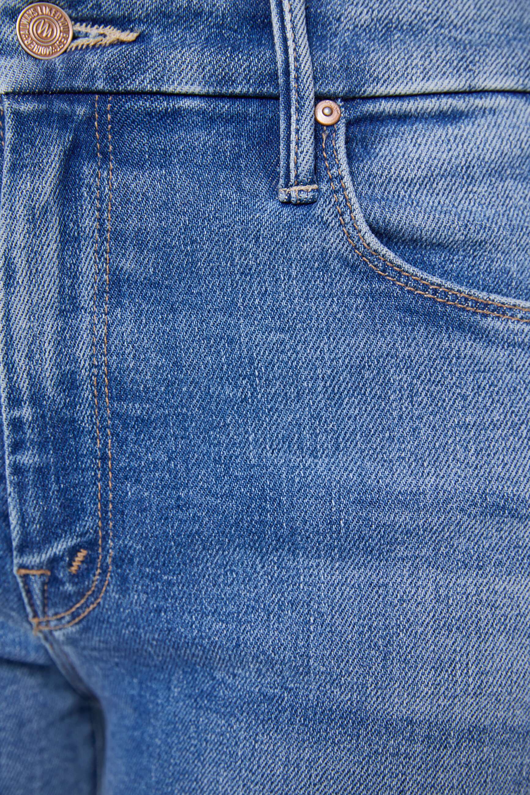 Mother The Roller Fray Fan Favorite Jeans Mittelblau Stretch