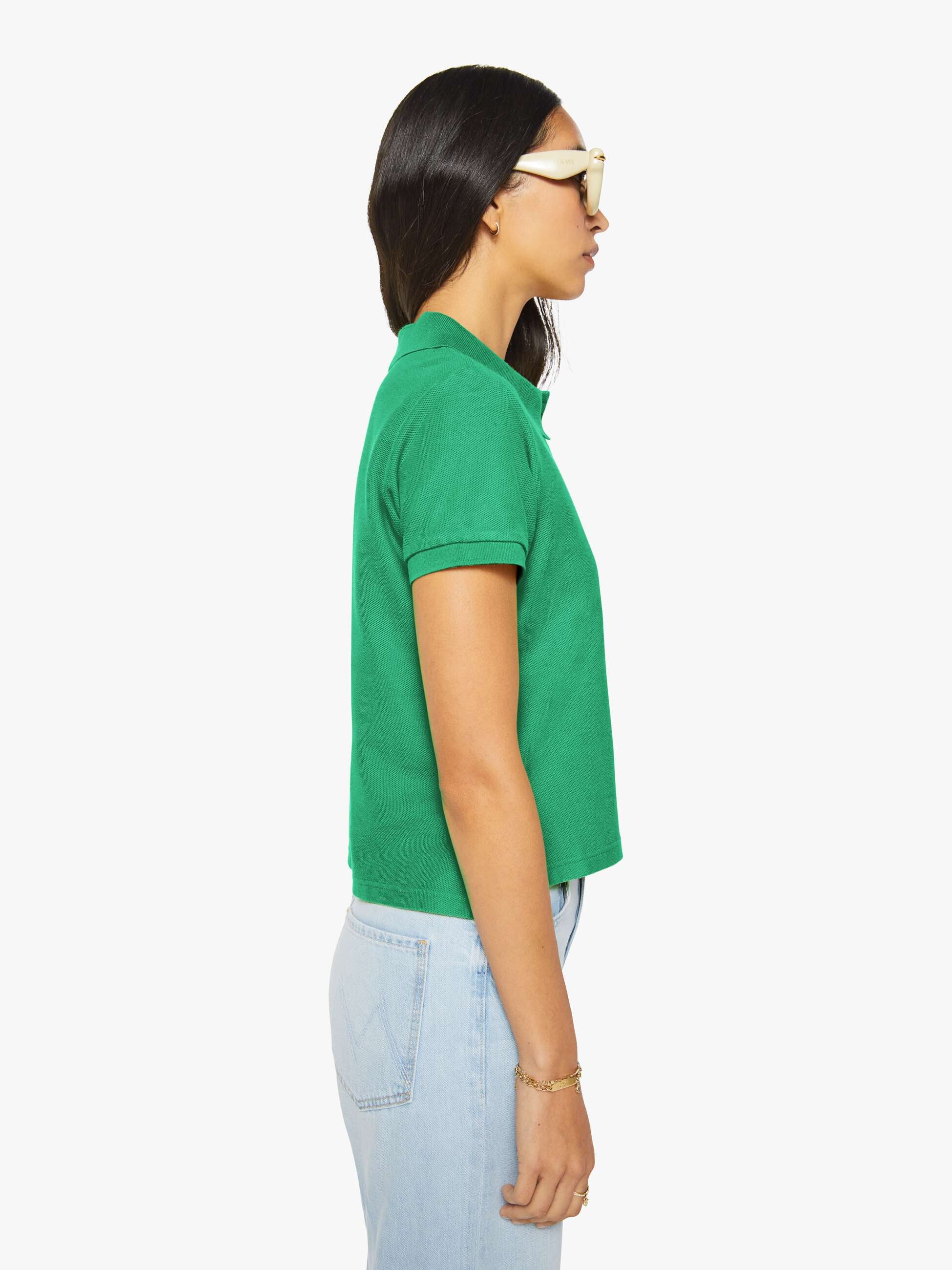 Mother The Split S/S Match Polohemd Holly Green Baumwolle