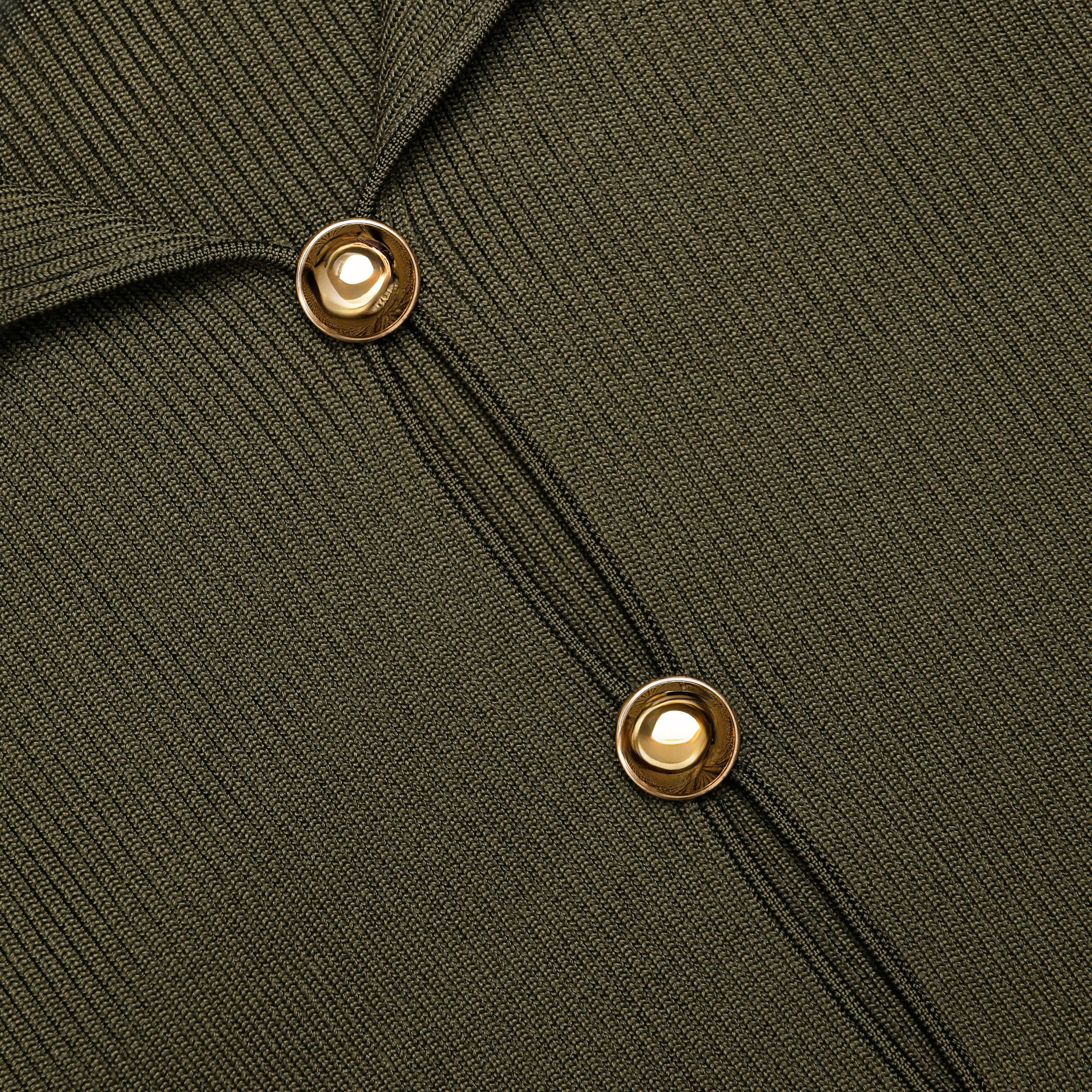 Self Portrait Knitwear Khaki Button Top Stricktop Goldknöpfe XS-L