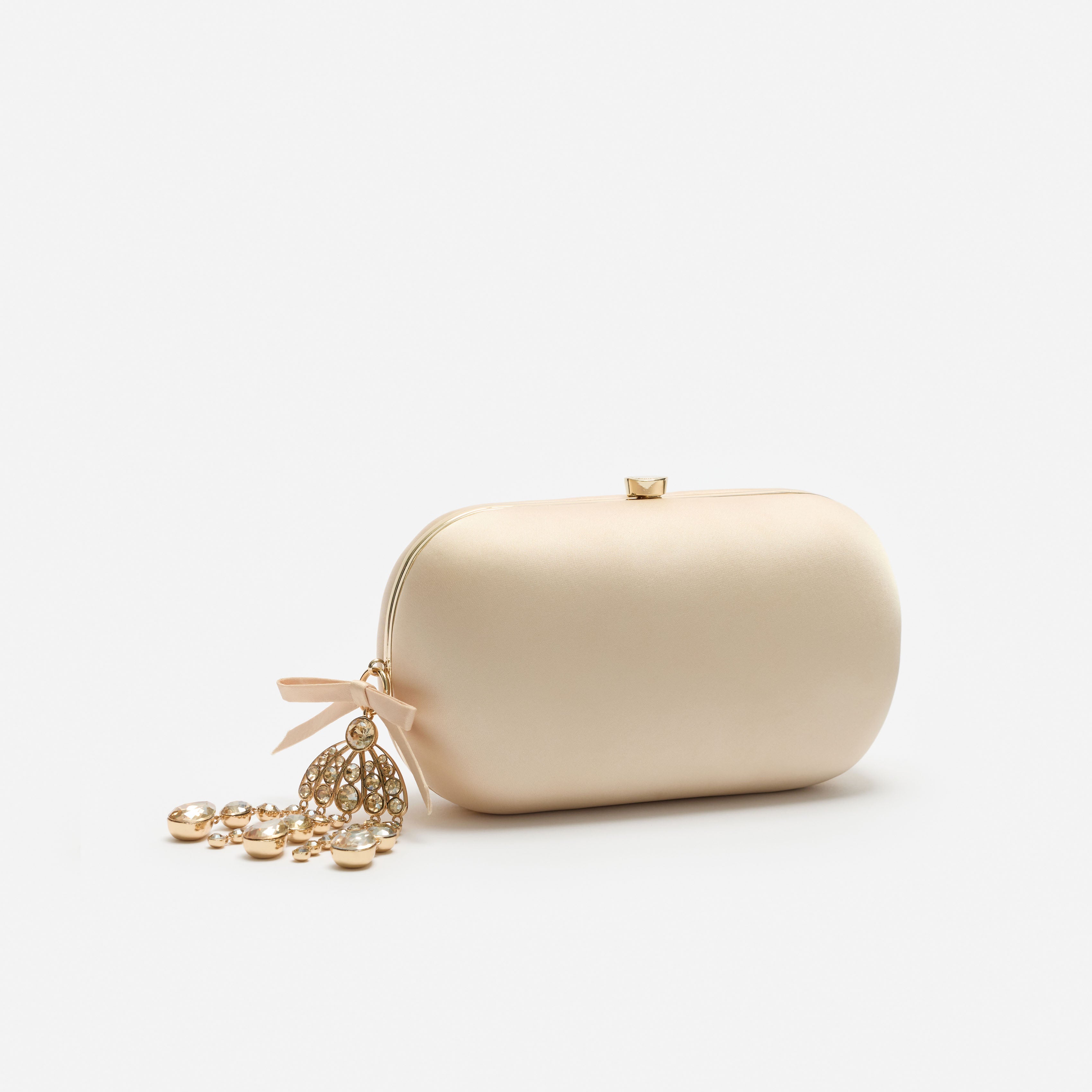 Self Portrait Champagne Satin Clutch Champagner Tasche