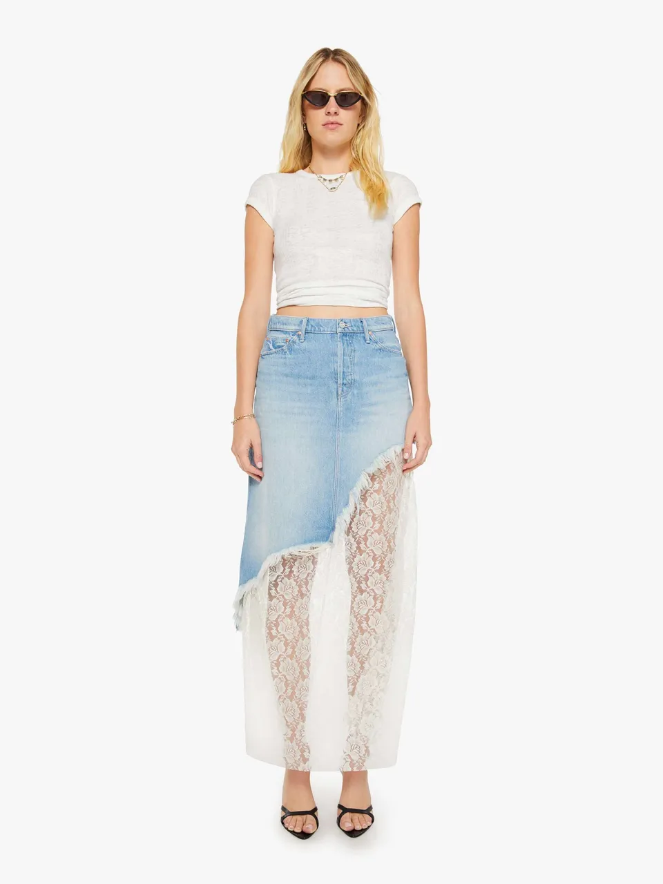 Mother The Peek-A-Boo Maxi Jeansrock Head Rush