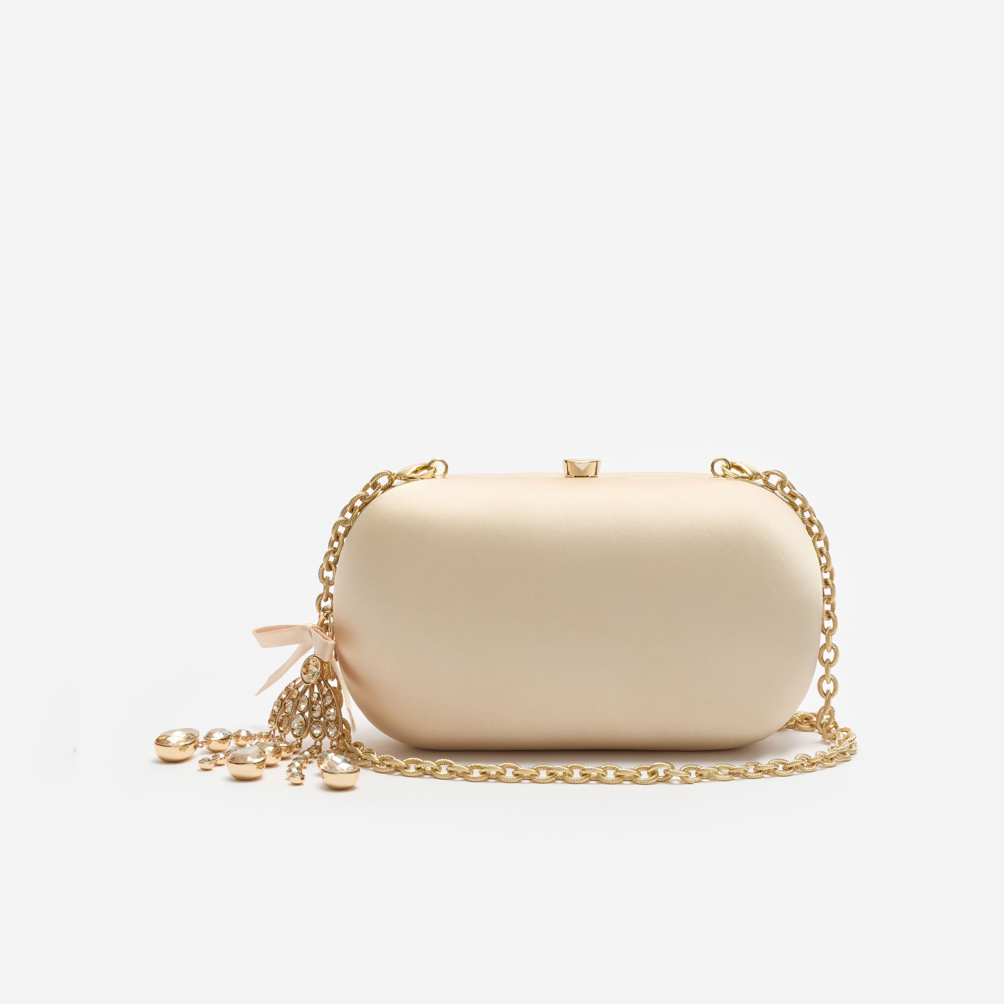 Self Portrait Champagne Satin Clutch Champagner Tasche