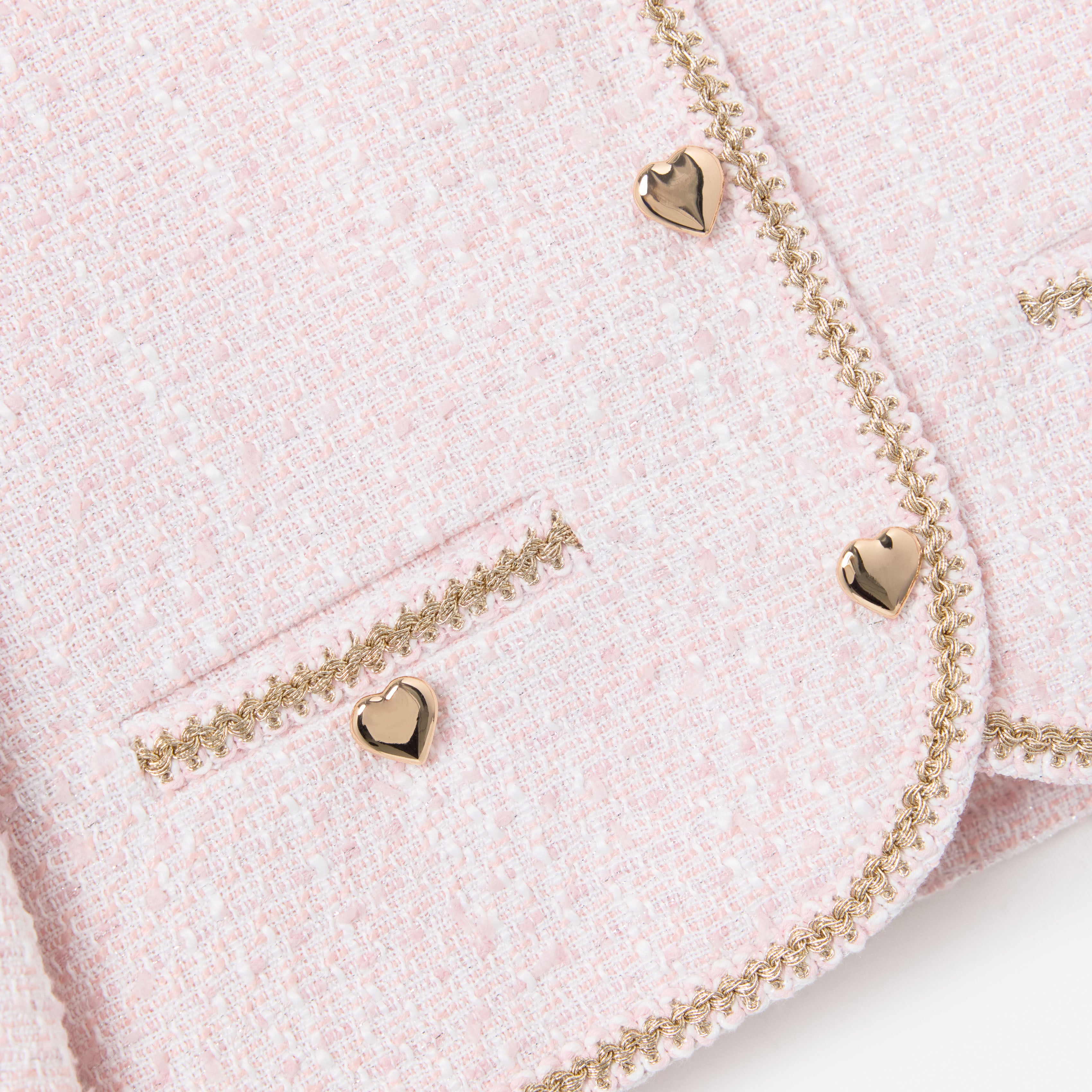 Self Portrait Pink Boucle Braided Trim Jacket rosa Kinder