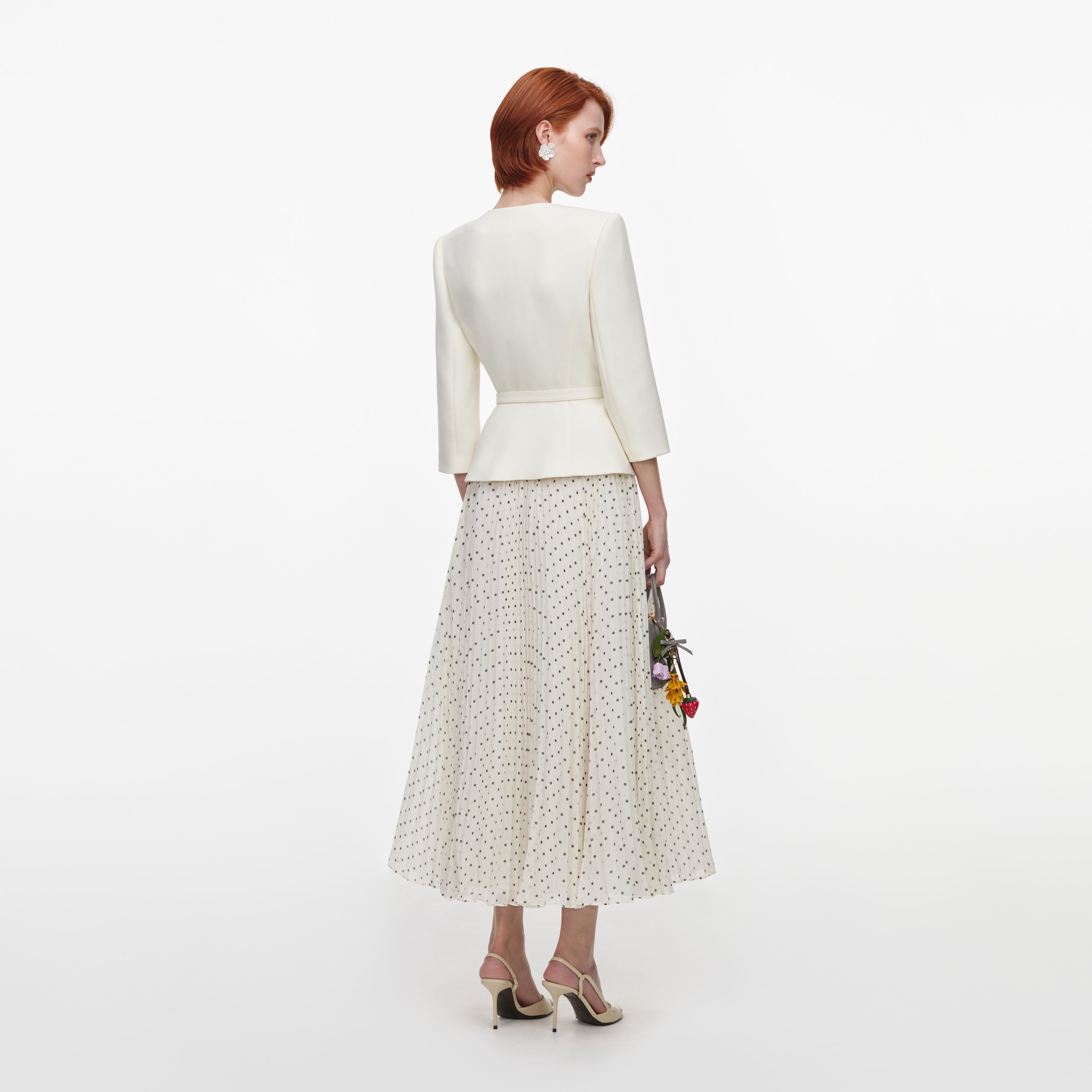 Self Portrait 3D Flower Chiffon Midikleid Creme UK 6