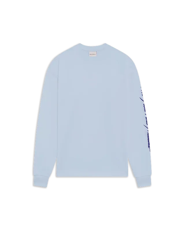 Drôle De Monsieur Slogan Longsleeve T-Shirt hellblau Baumwolle