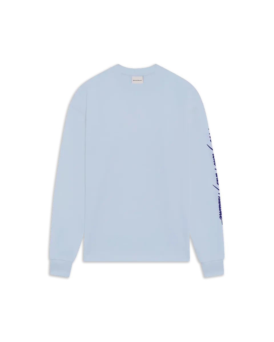 Drôle De Monsieur Slogan Longsleeve T-Shirt hellblau Baumwolle