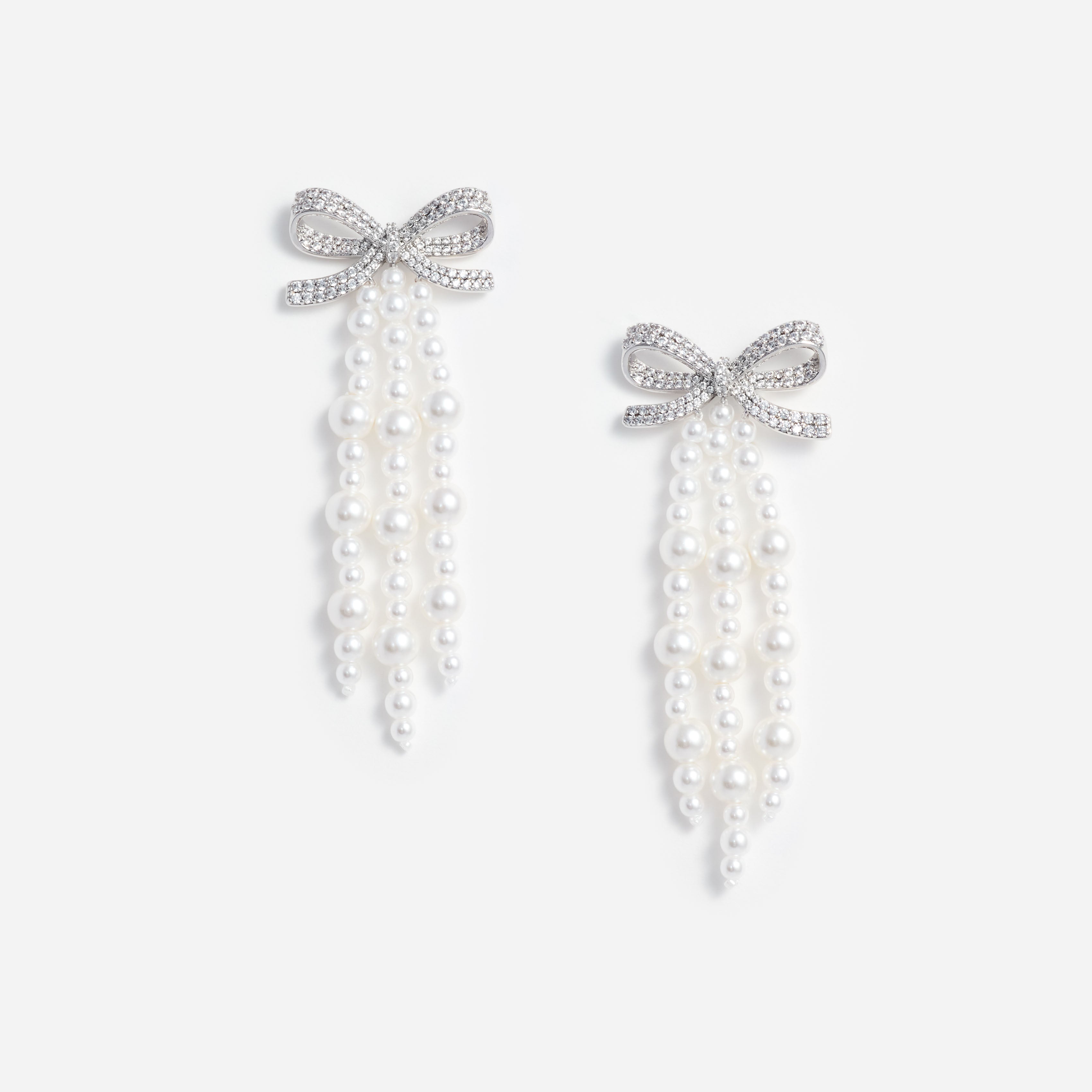 Self Portrait Bow Pearl Waterfall Earrings Ohrringe One Size