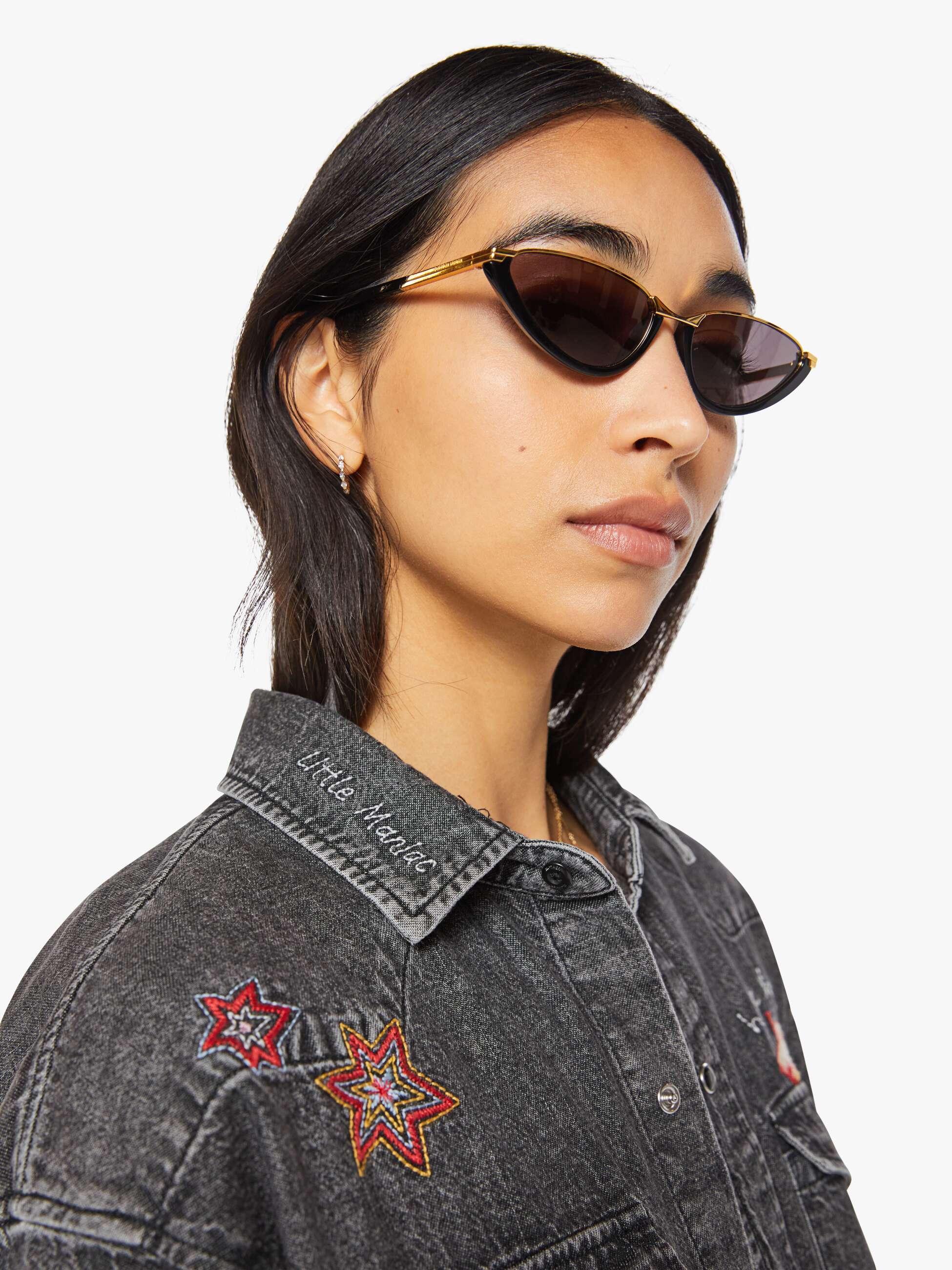 Mother The Exes And Ohs Denimhemd Grau Stickerei
