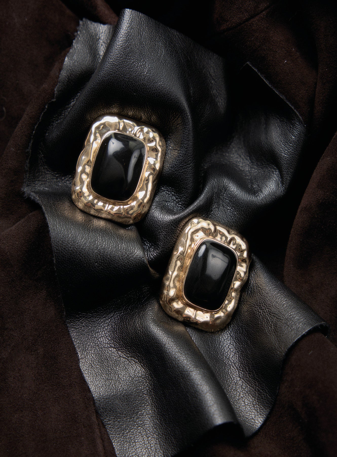 Self Portrait Mottled Gold Black Ohrringe Ohrstecker schwarz