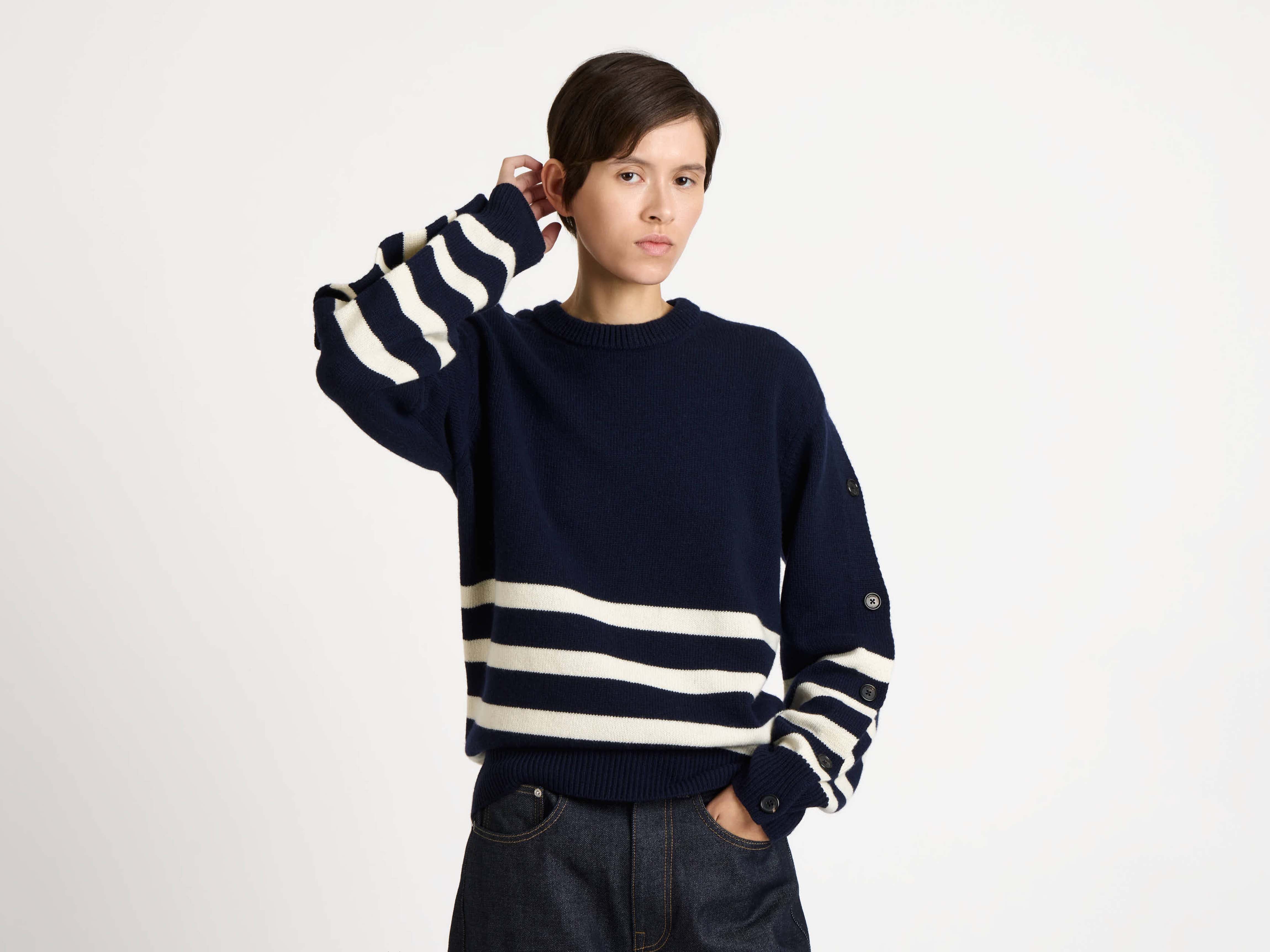 J.W.Anderson Knitwear Breton Jumper Strickpullover Navy Damen