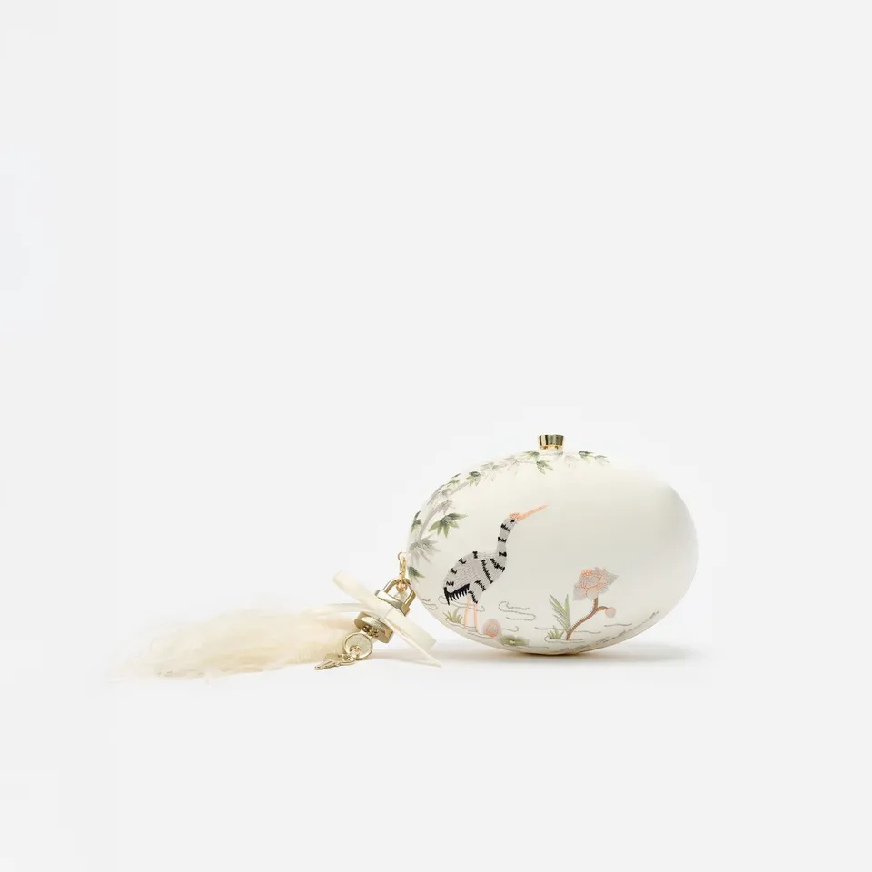 Self Portrait Handbags Oval Clutch Tasche Creme