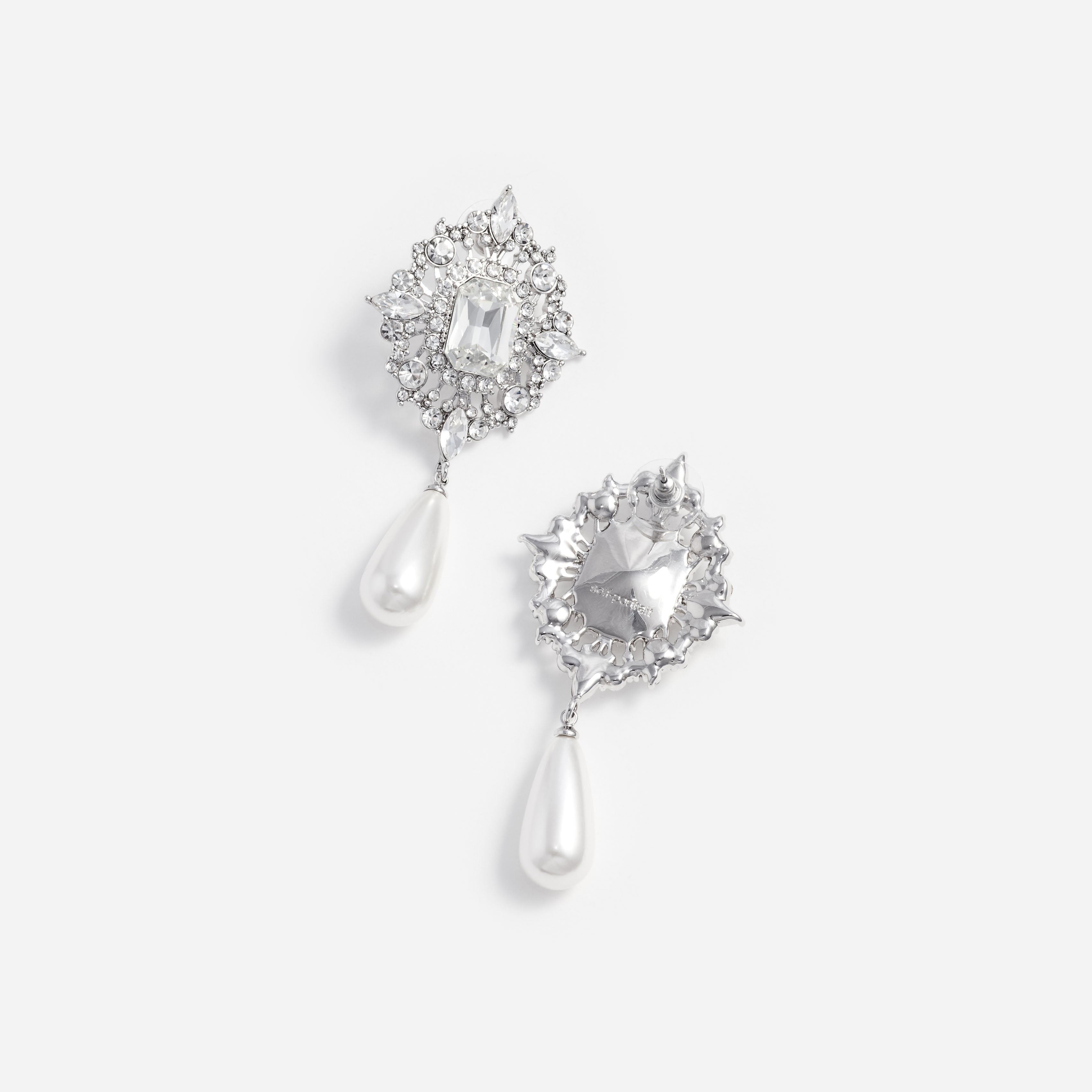 Self Portrait Jewellery Crystal Pearl Tropfen Ohrringe Silber