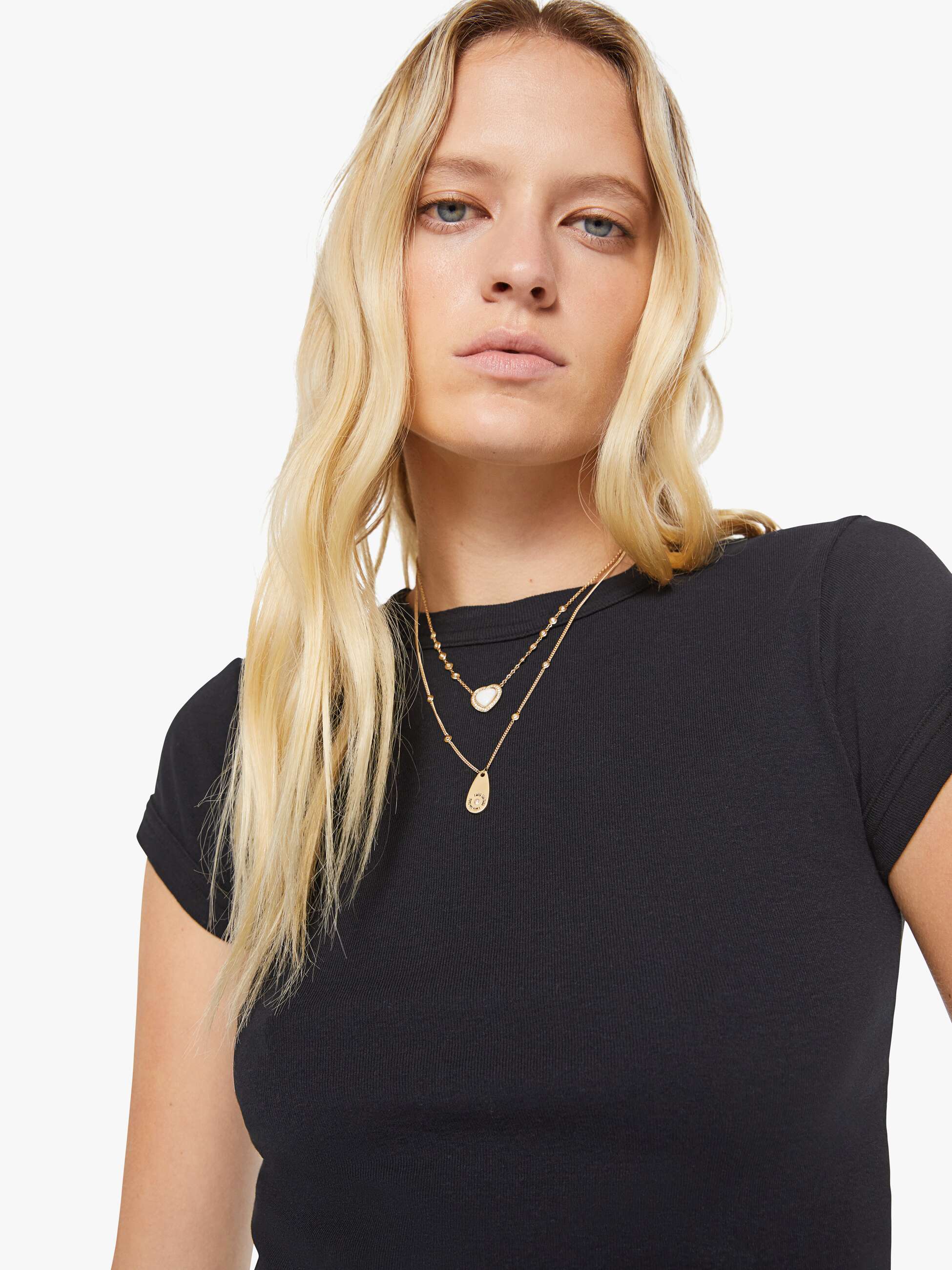 Mother The Itty Bitty Ringer Crop T-Shirt Schwarz Cropped