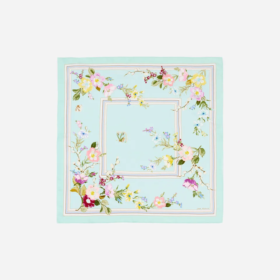 Self Portrait Mint Floral Schal Mint Seide 85x85