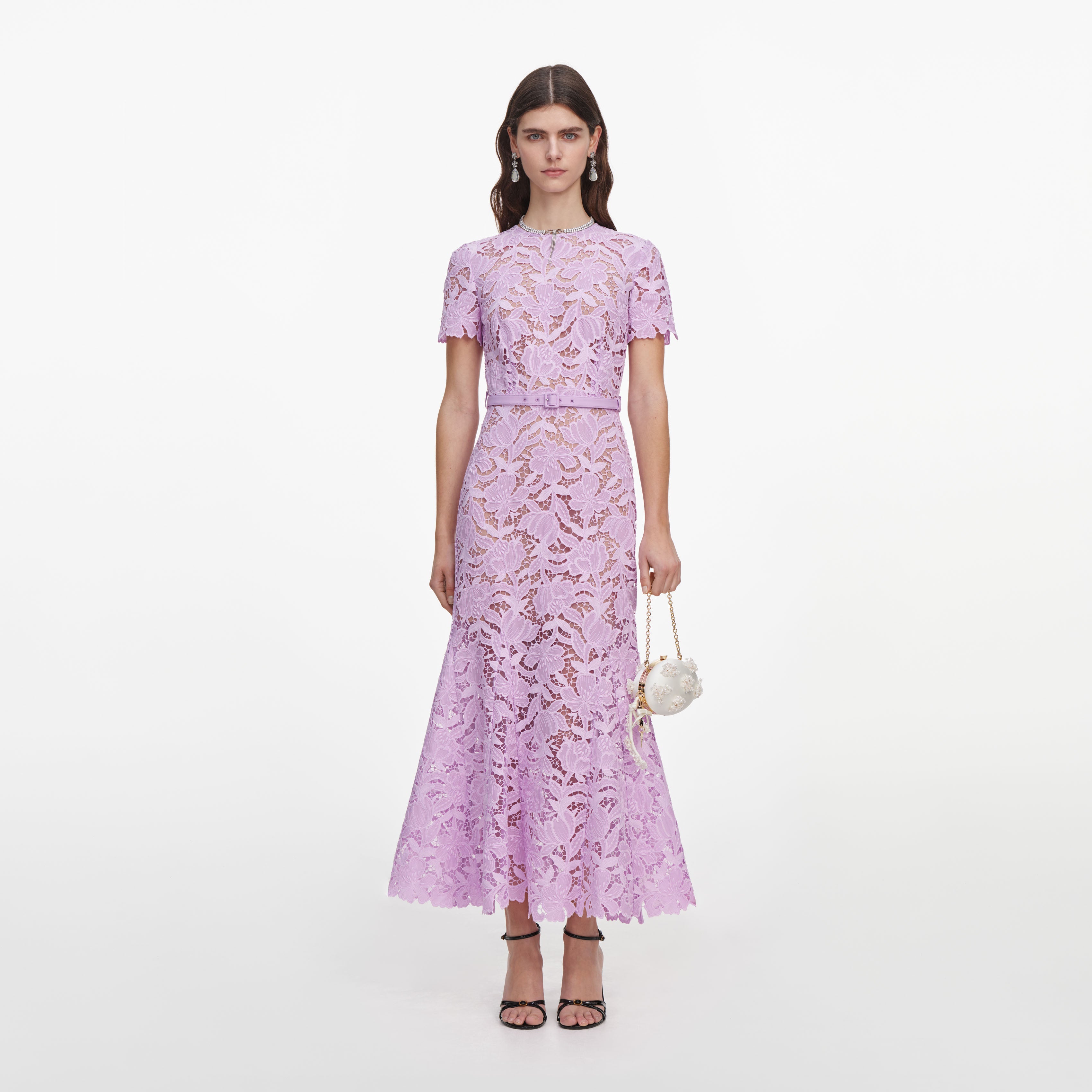 Self Portrait Lilac Lace Midi Kleid lila Spitze UK 6