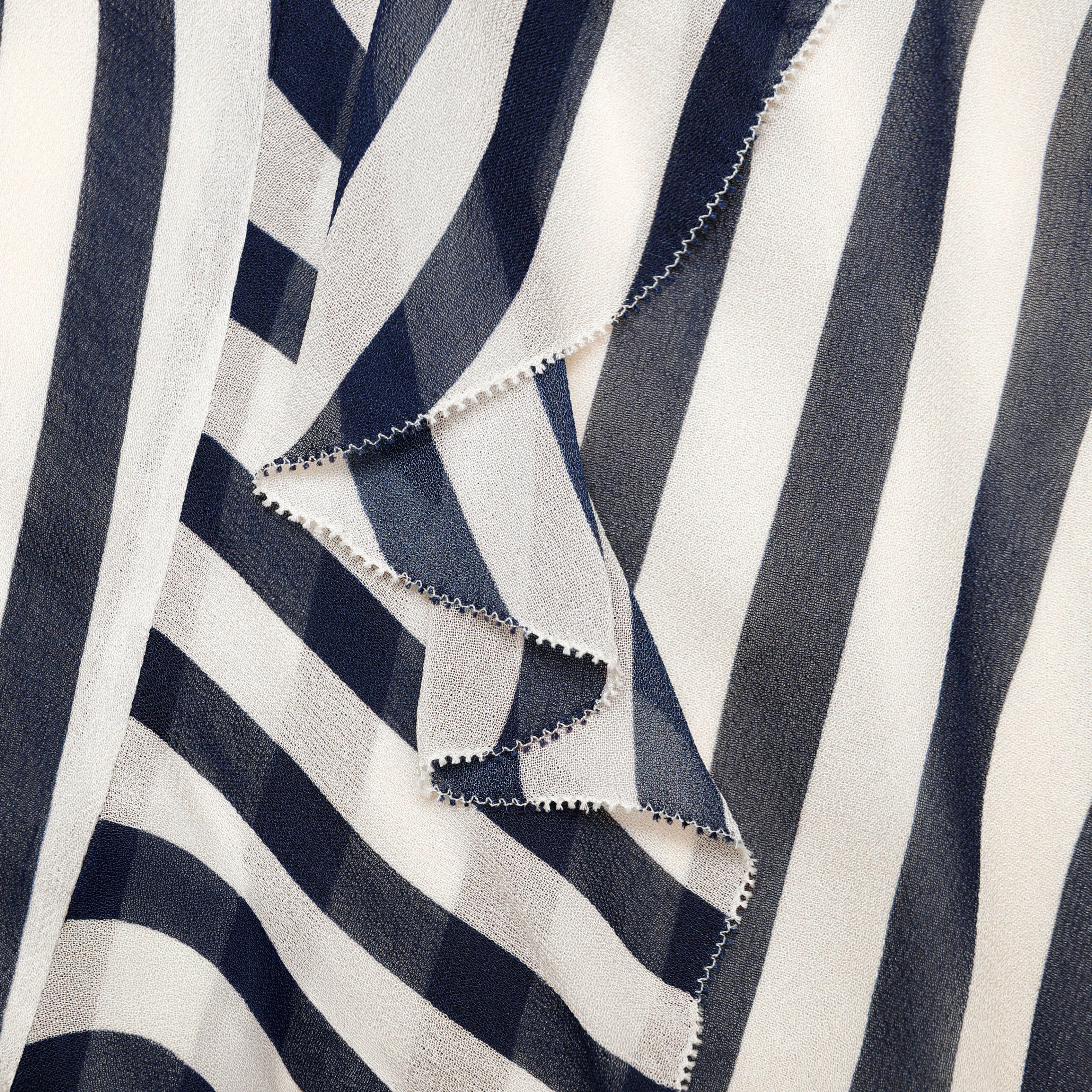 Self Portrait Stripe Maxikleid Navy Georgette Gestreift