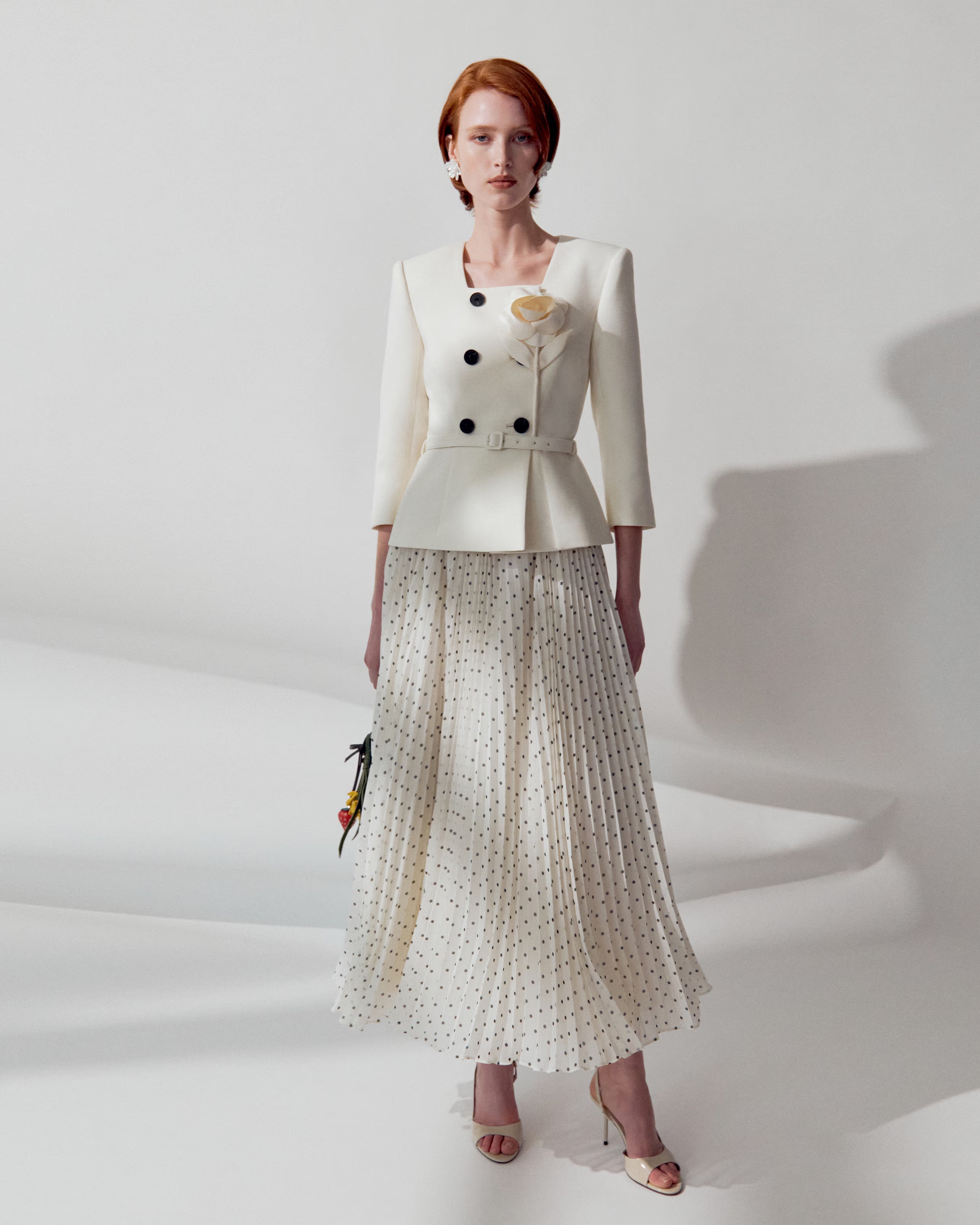 Self Portrait 3D Flower Chiffon Midikleid Creme UK 6