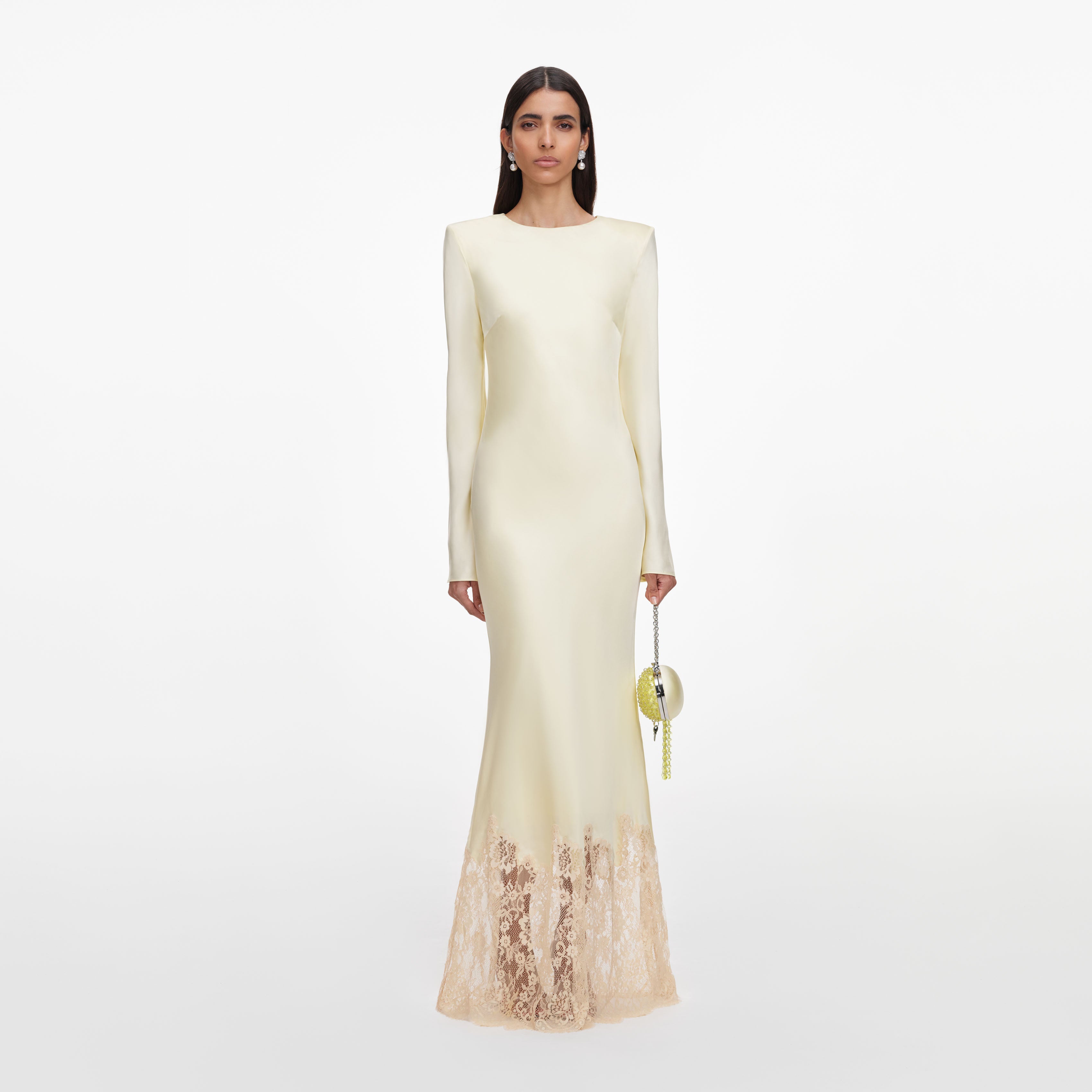 Self Portrait Yellow Viscose Lace Maxikleid Gelb UK 8 Spitze