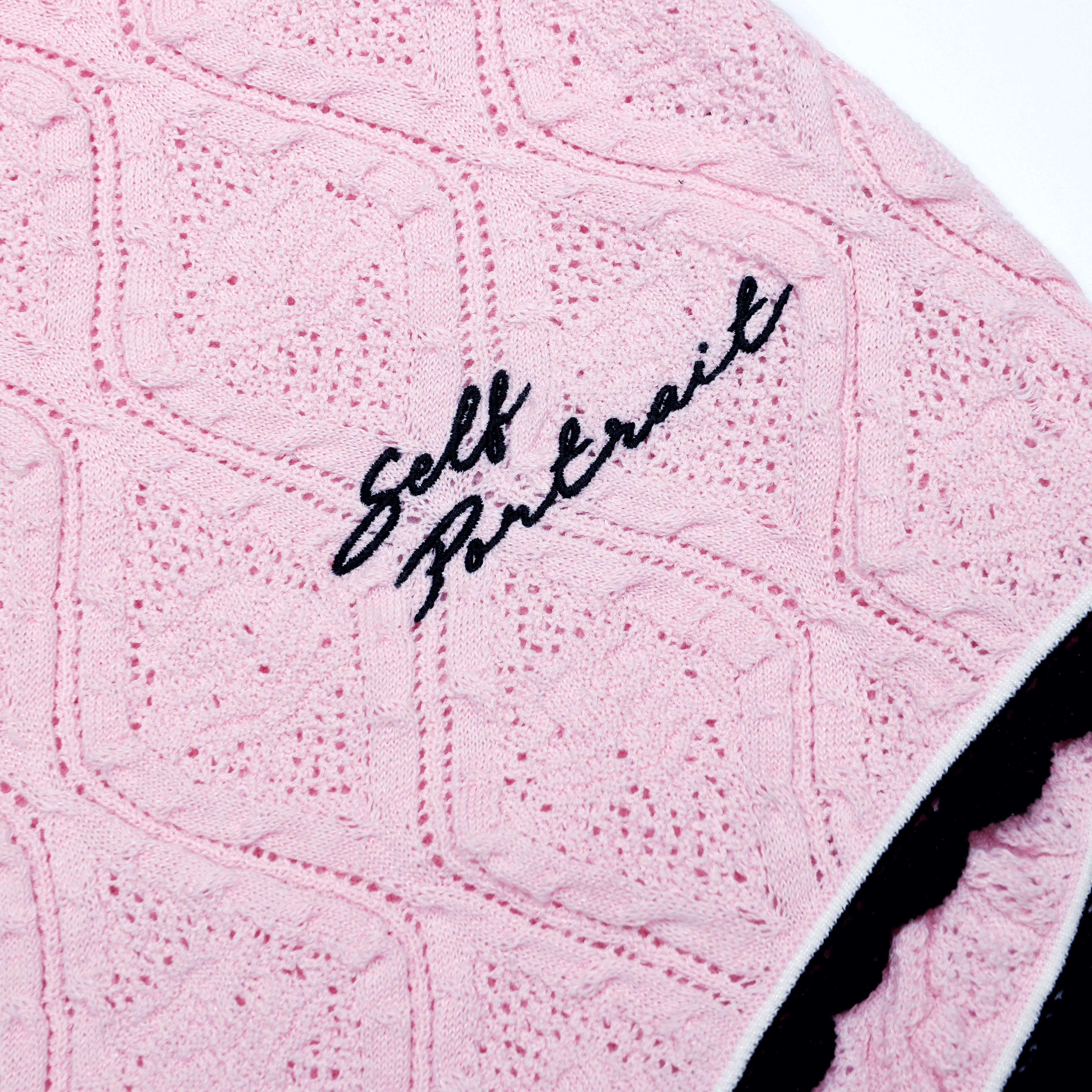 Self Portrait Pointelle Playsuit Rosa Strick Stickerei