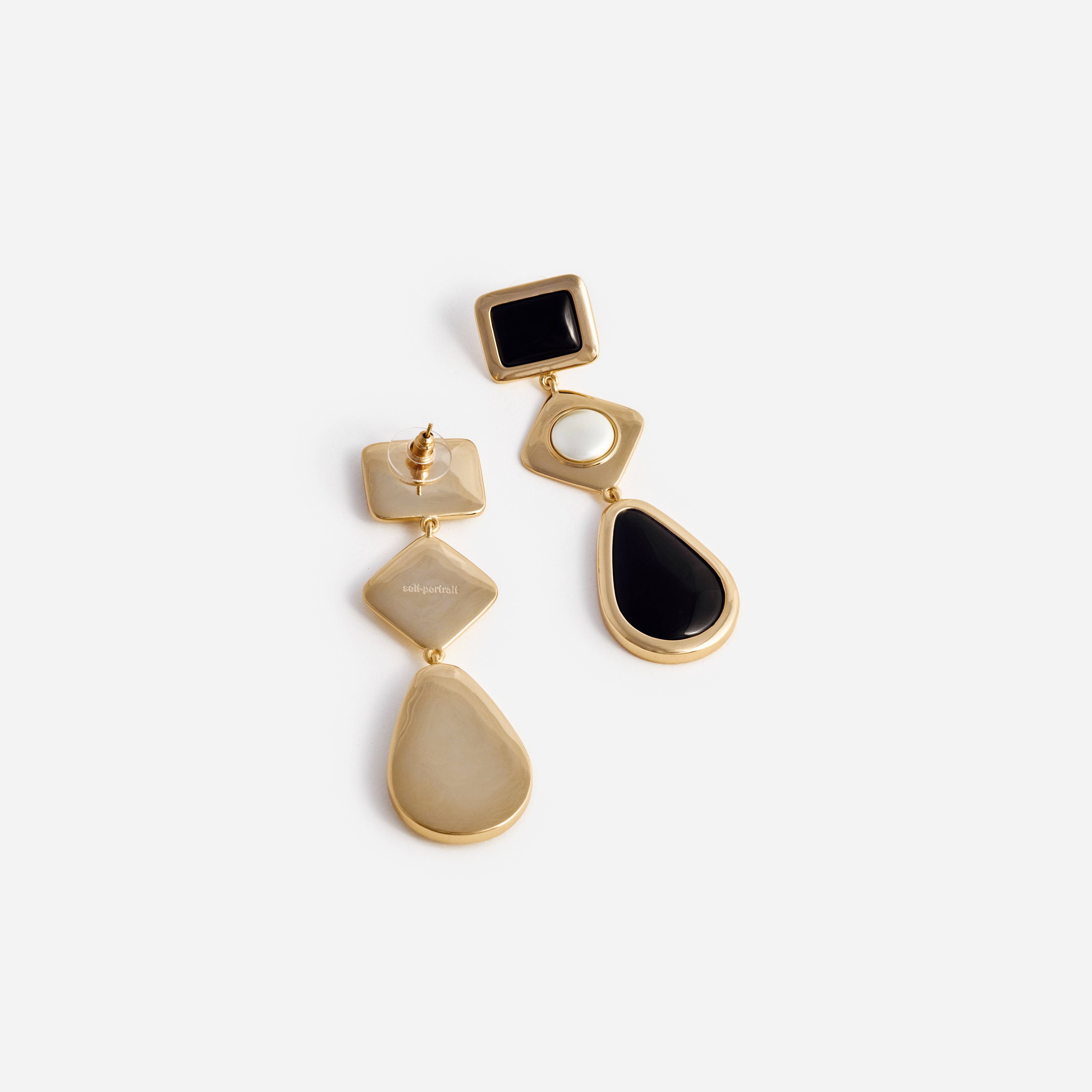 Self Portrait Black Enamel Gold Ohrringe Schwarz Gold