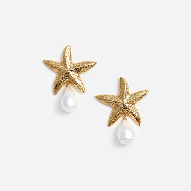 Self Portrait Mottled Gold Sea Star Pearl Earrings Ohrringe Gold One Size
