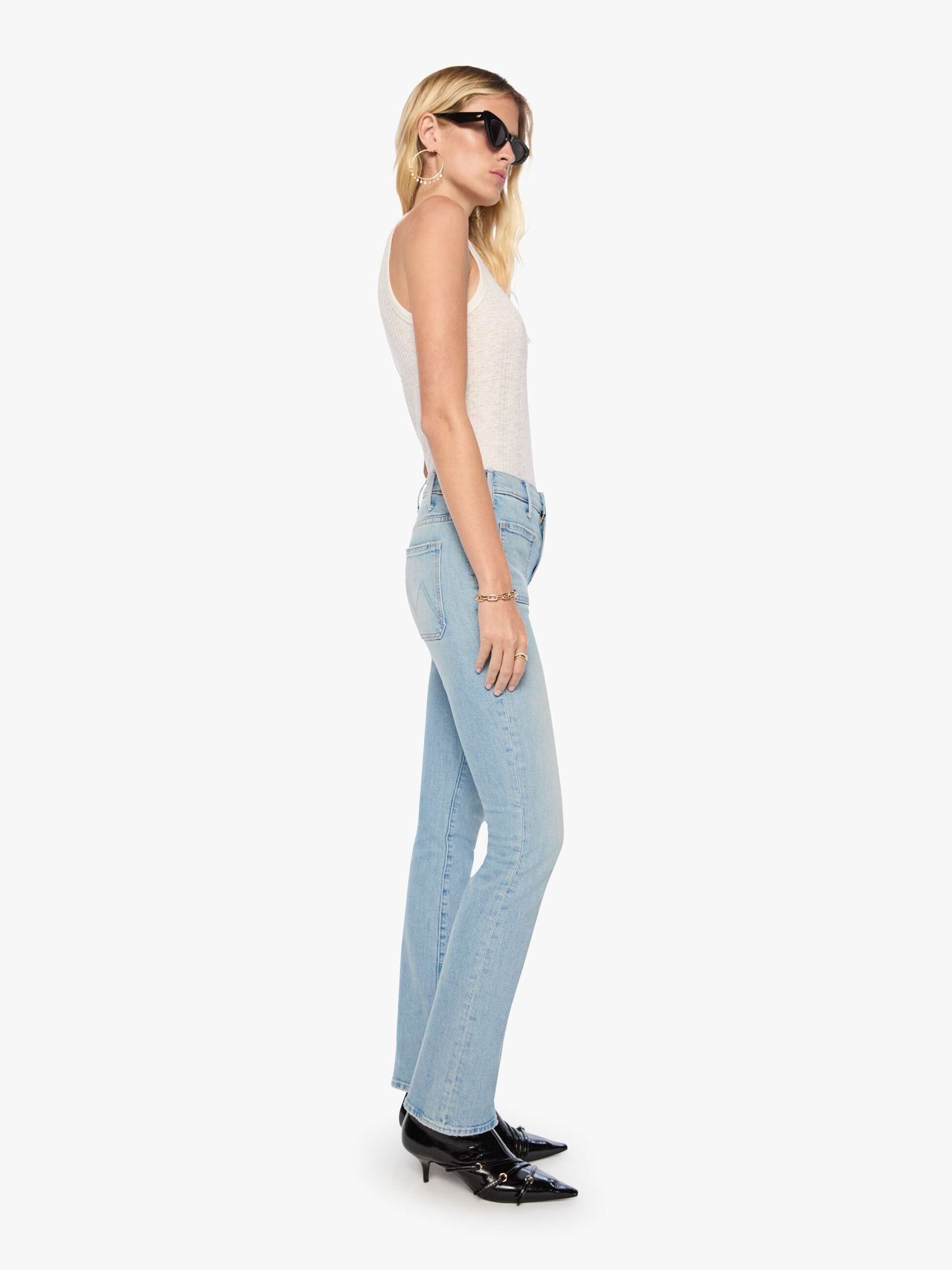 Mother Denim The Patch Pocket Insider Sneak Jeans Go Long Hellblau