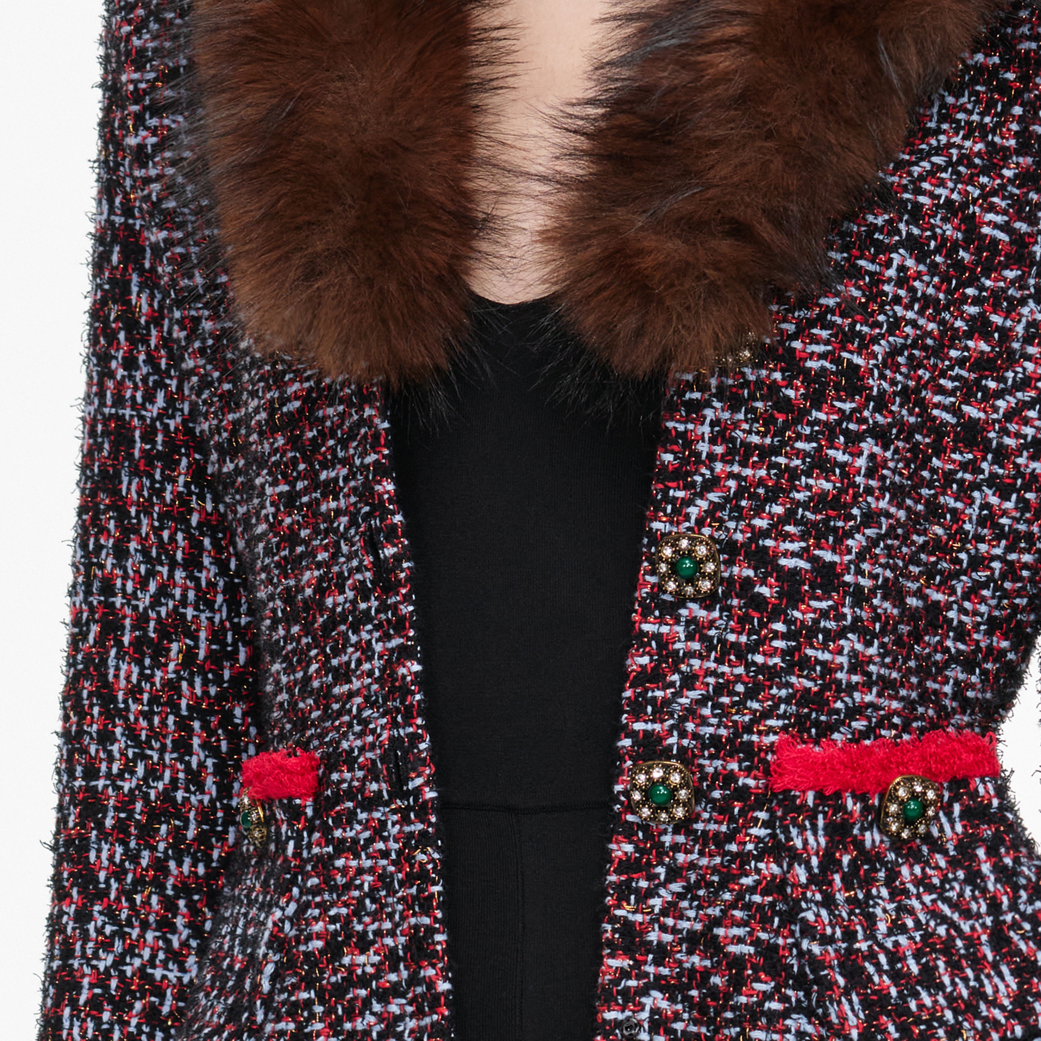 Self Portrait Textured Knit Peplum Cardigan Multi