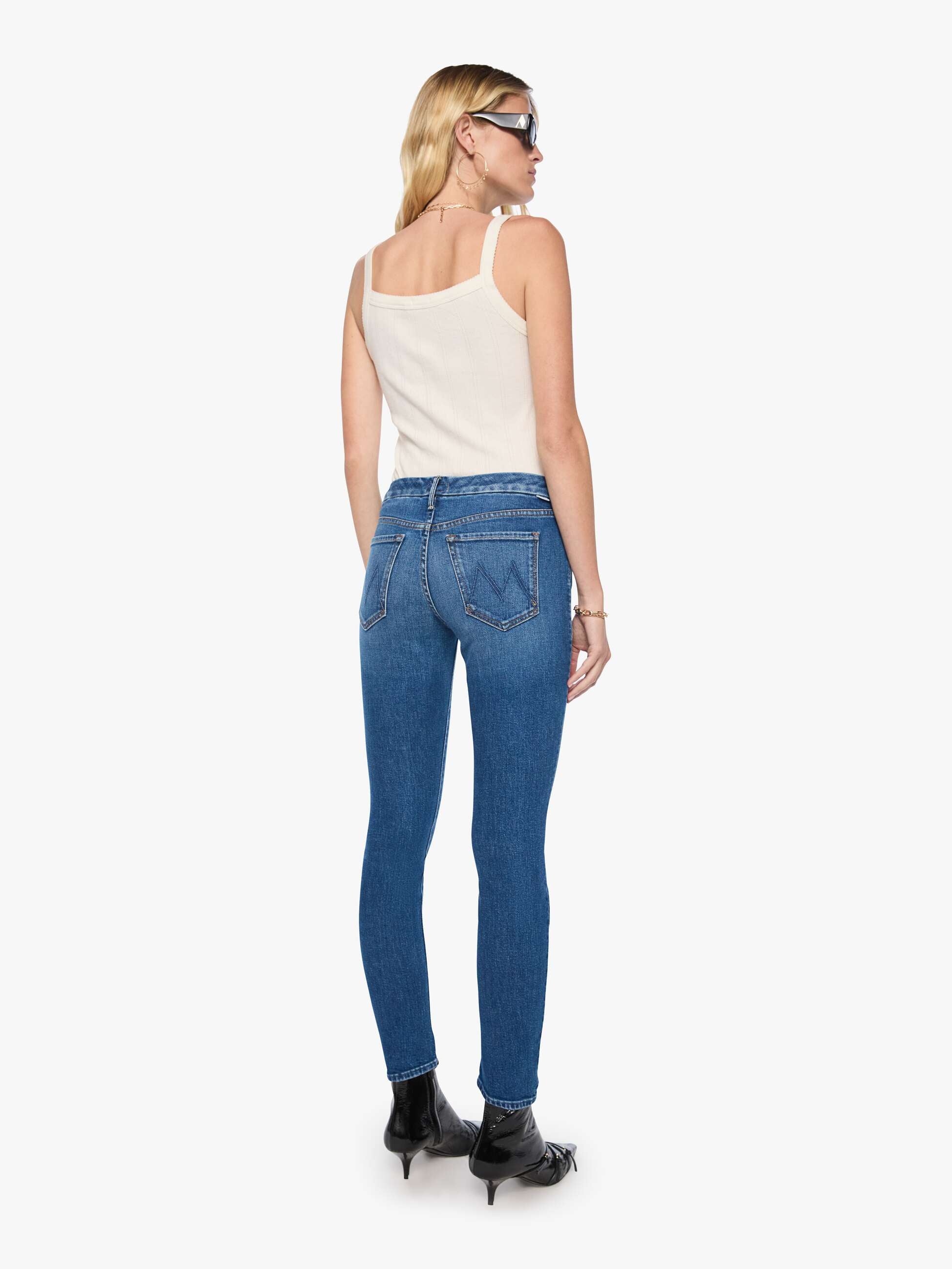 Mother Looker Spare Me The Drama Jeans Mittelblau Skinny