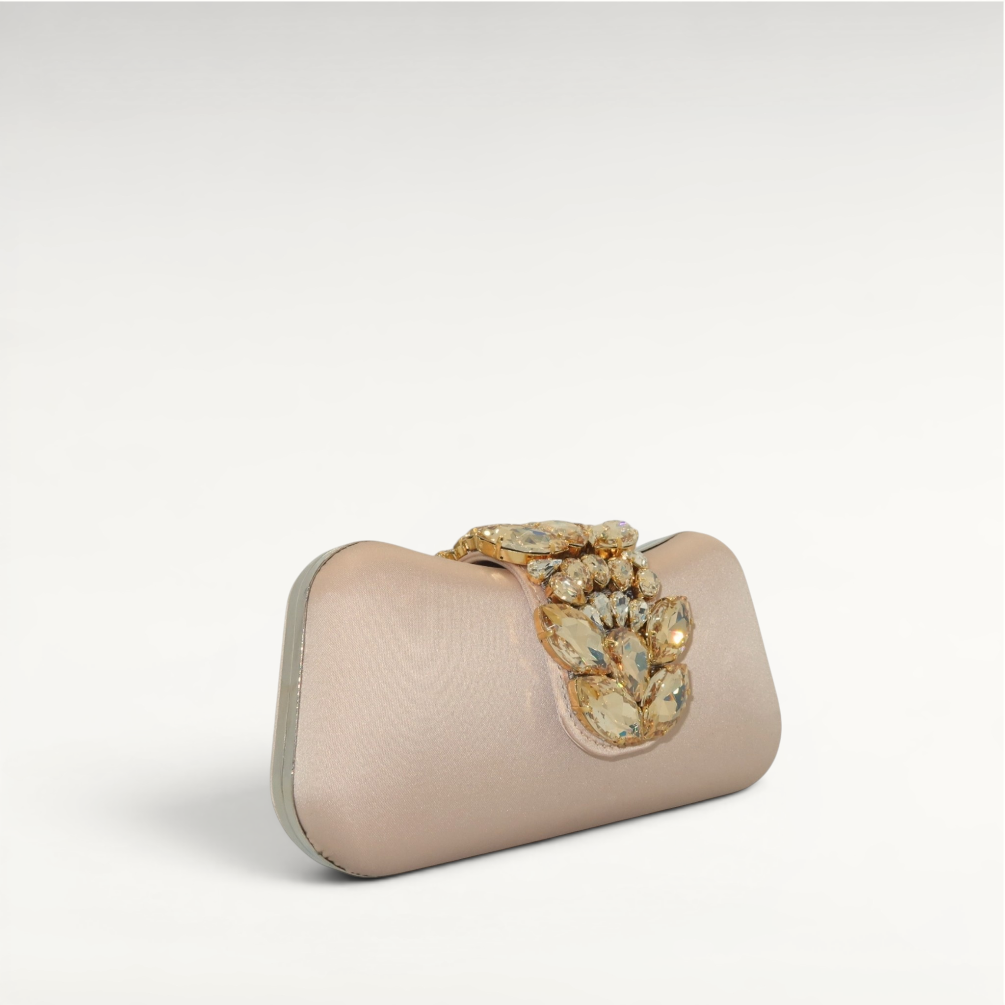 Gedebe Lunette Clutch Satin Steinbesatz Abendtasche