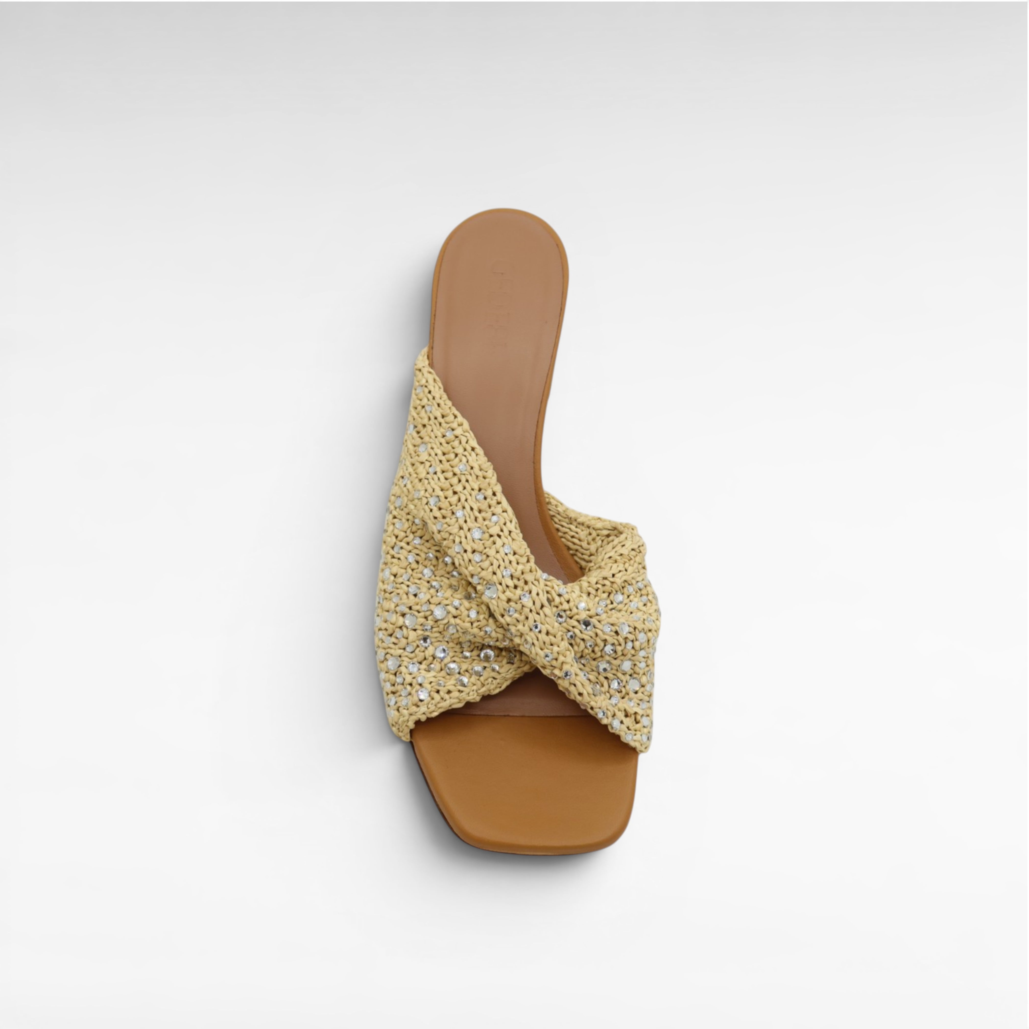 Gedebe Mariel Mule Leder Raffia mit Kristallen