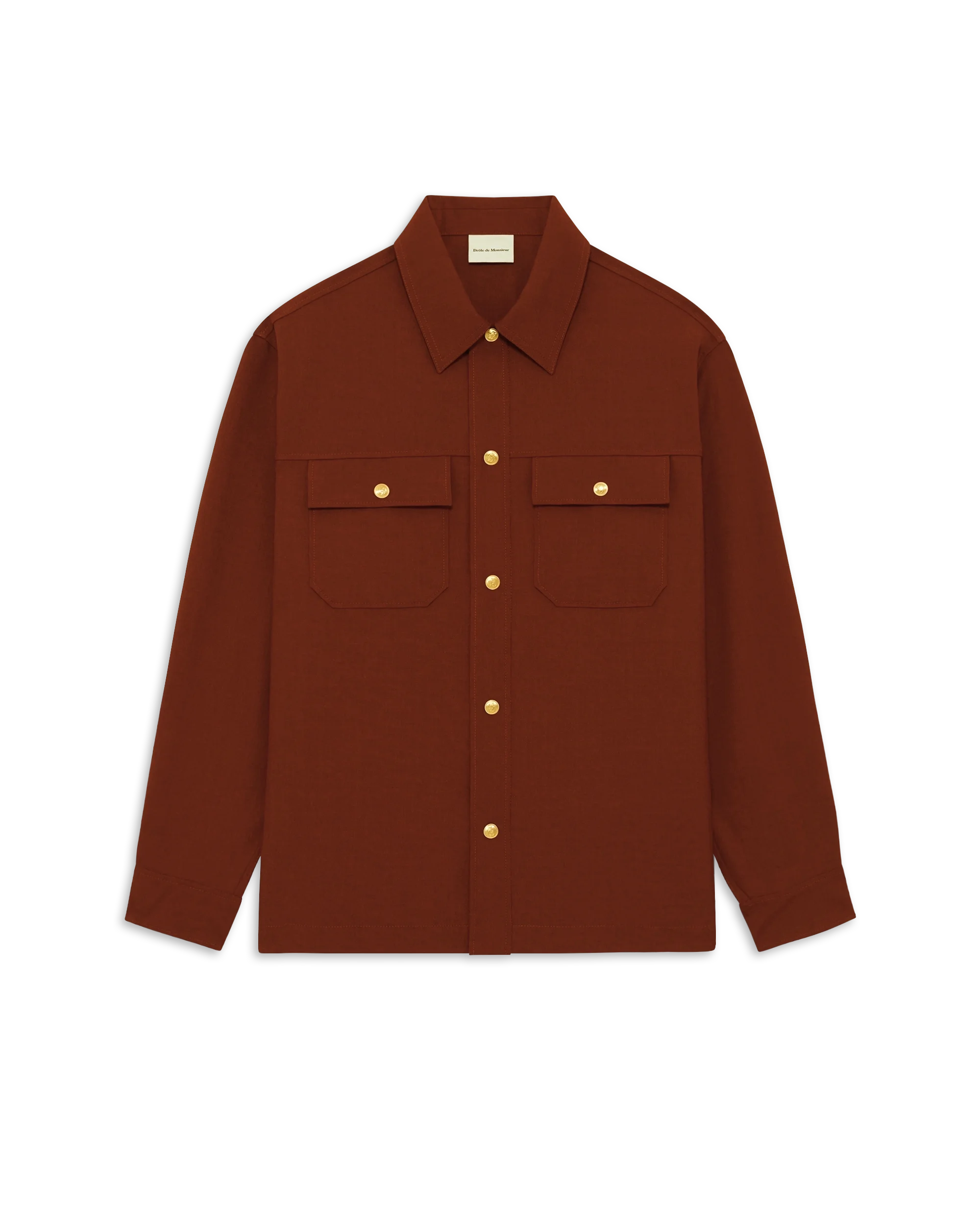 Drôle De Monsieur Surchemise à Poches Hemd Brick Wollmix