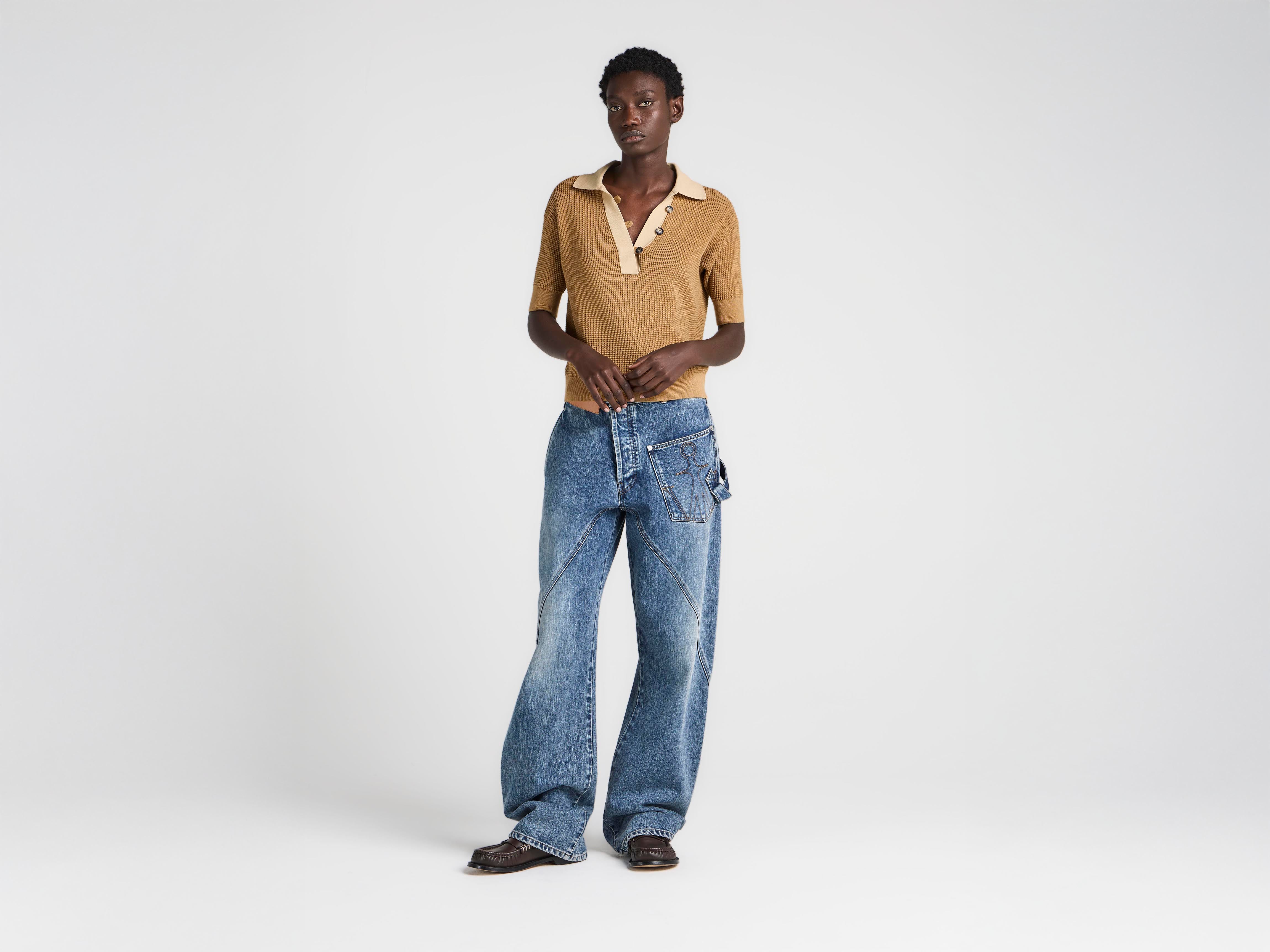 J.W.Anderson Knitted Polo Strickpolo Damen Butterscotch Waffle