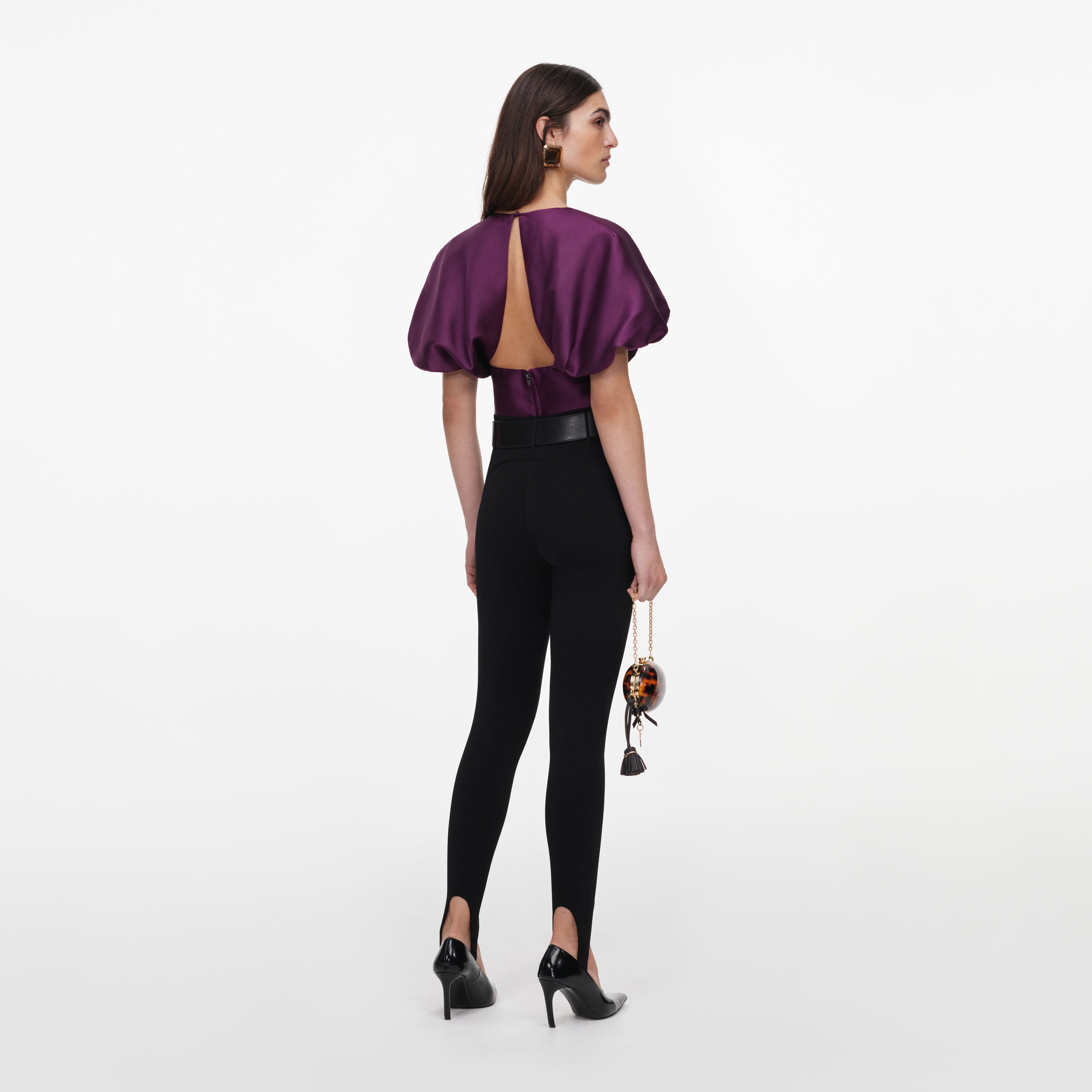 Self Portrait Tops Purple Taffeta Top UK 8 Rückenfrei