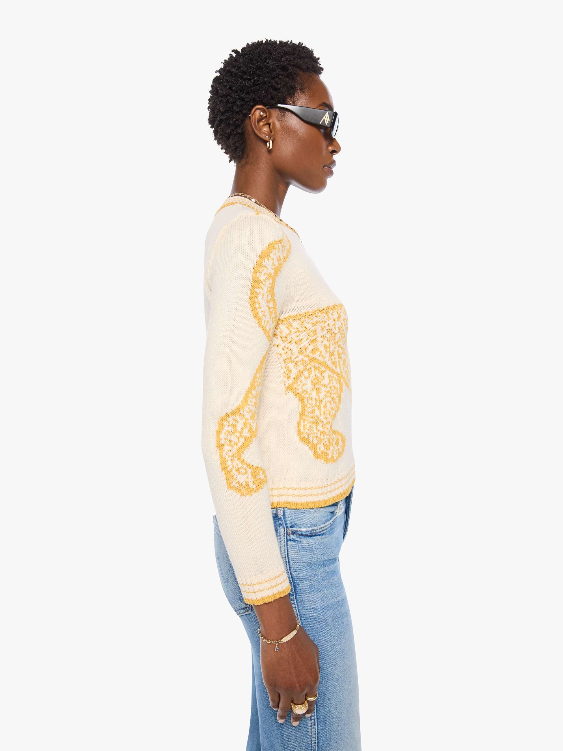 Mother The Baby Jumper Pullover Ivory Creme Leo Baumwolle