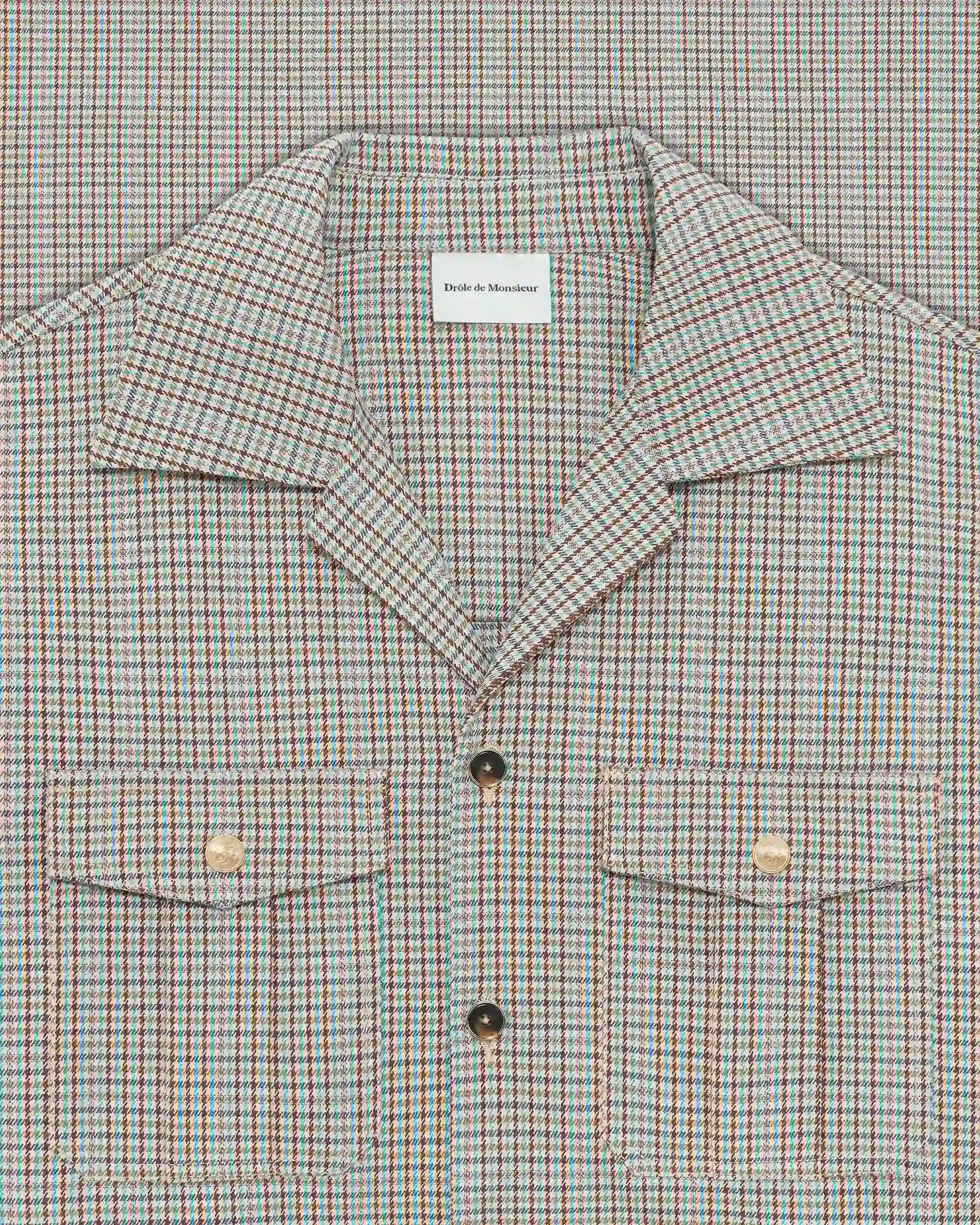Drôle De Monsieur Surchemise à Carreaux Overshirt Beige Kariert