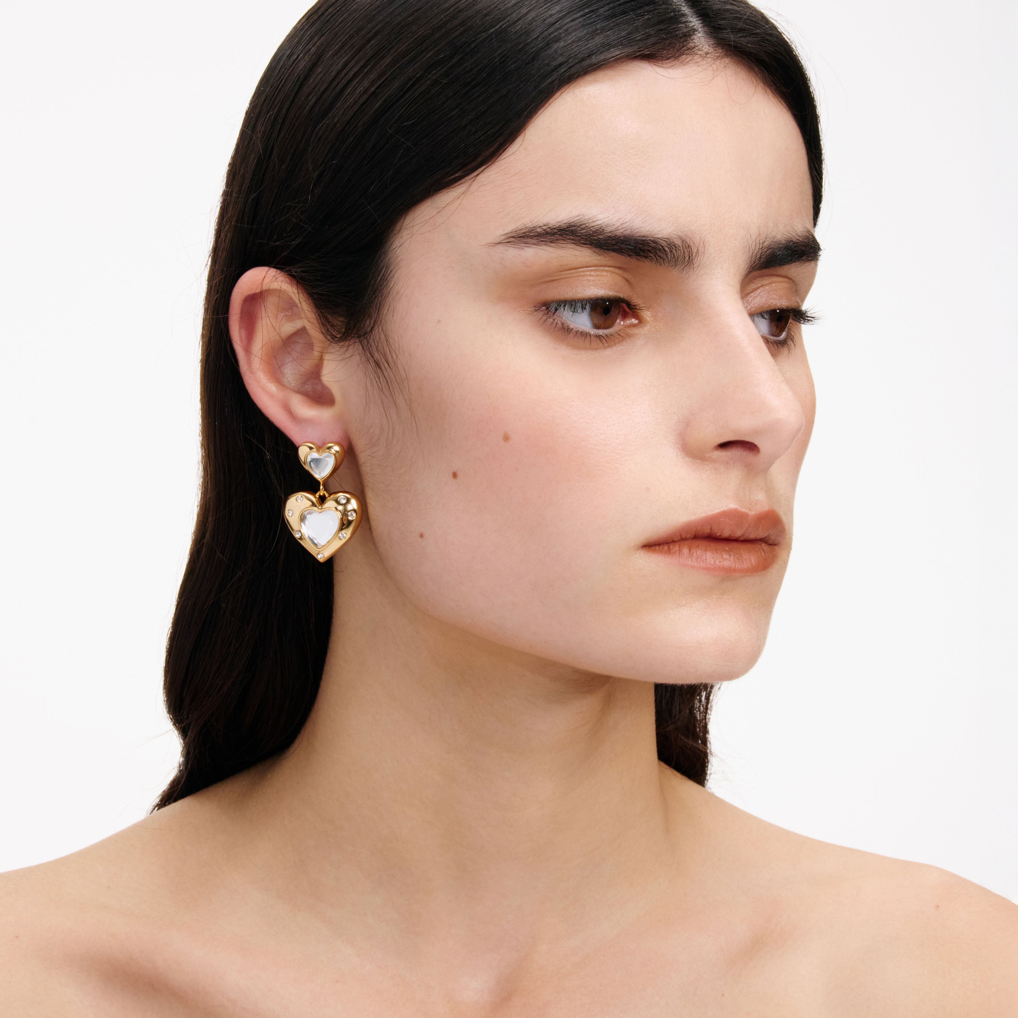 Self Portrait Jewellery Gold Crystal Heart Ohrringe Gold Einheitsgröße