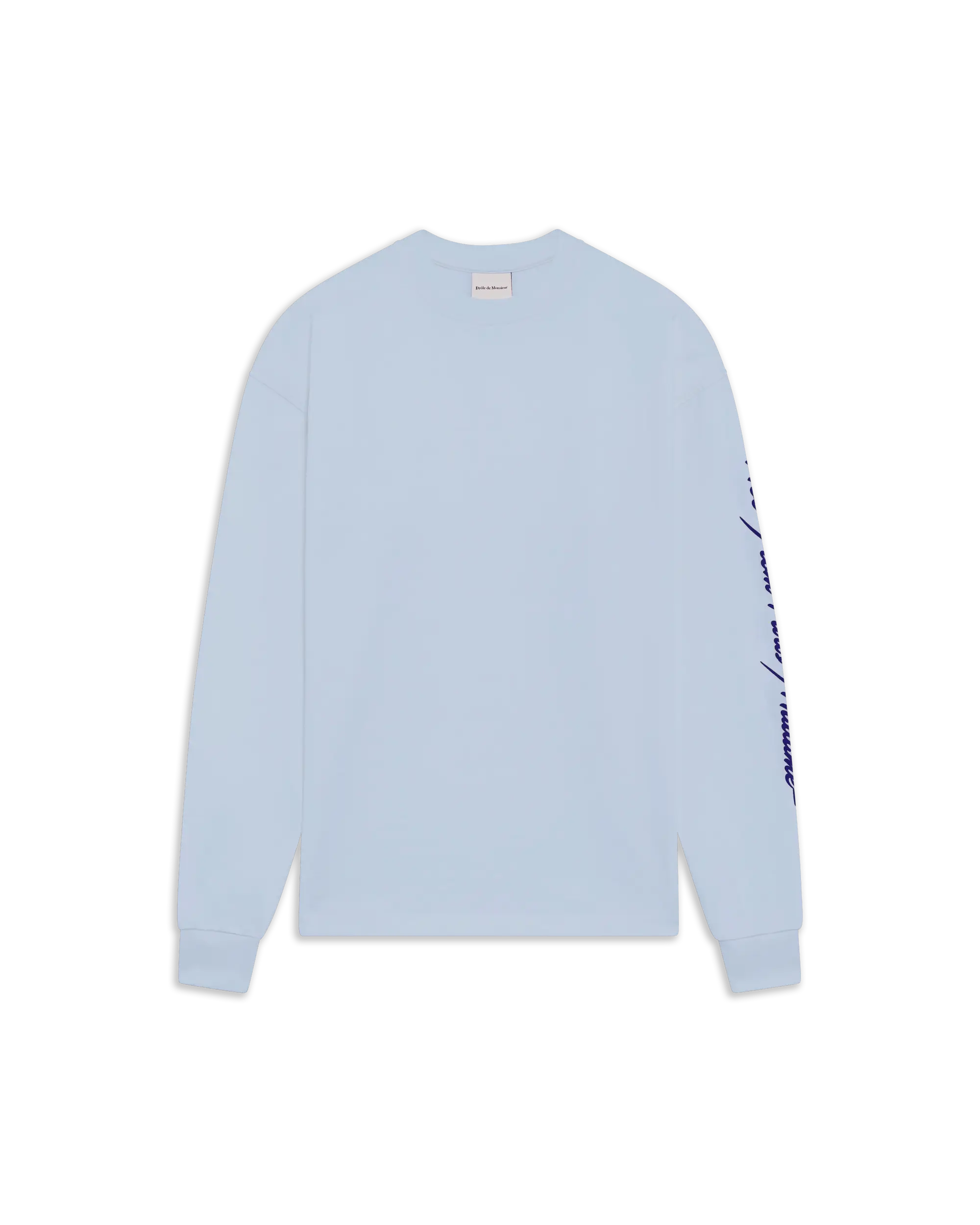 Drôle De Monsieur Slogan Longsleeve T-Shirt hellblau Baumwolle
