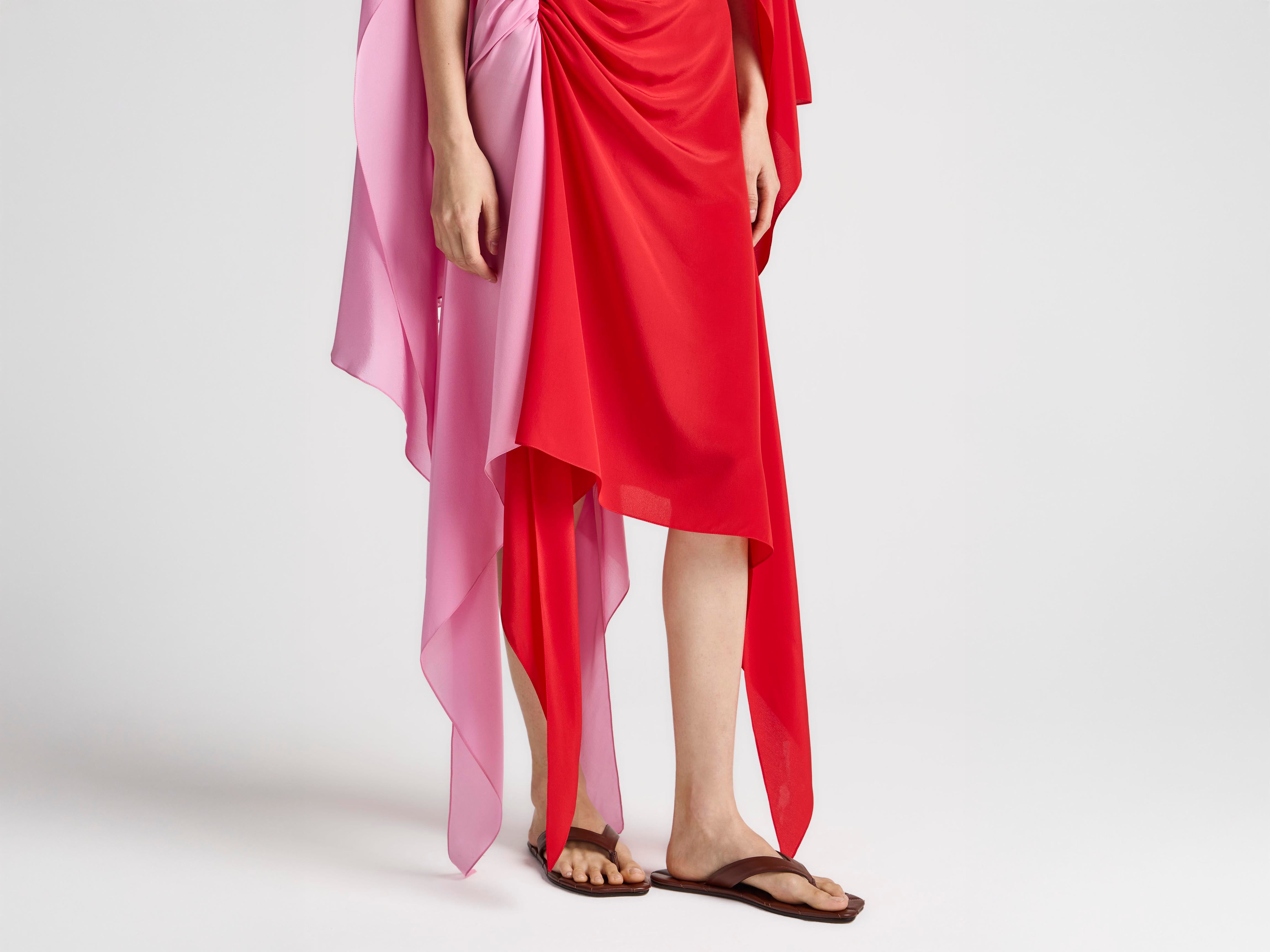J.W. Anderson Cape Seidenkleid Rot Pink Damen