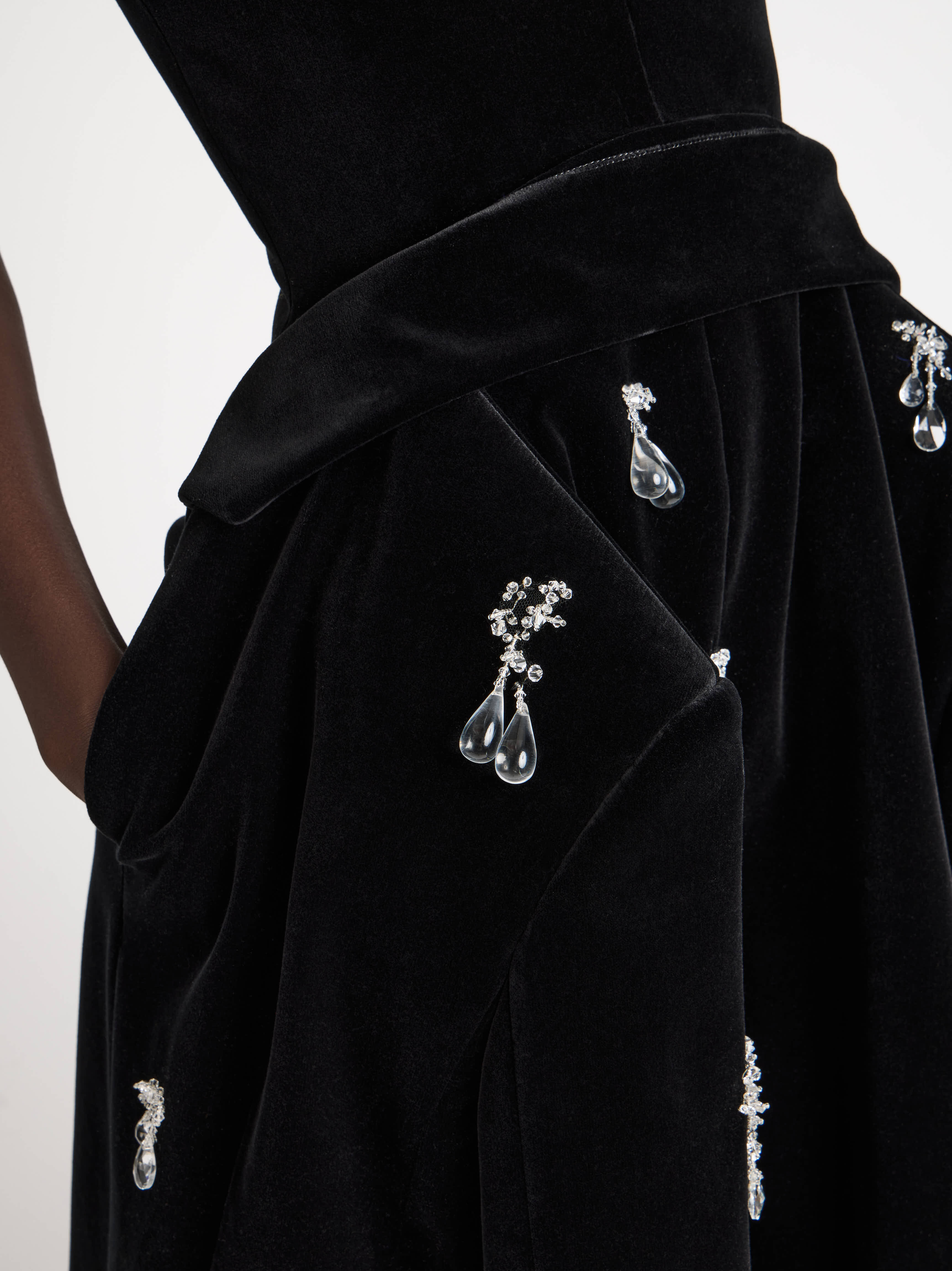 J.W.Anderson Structured Kleid Schwarz Samt Kristall