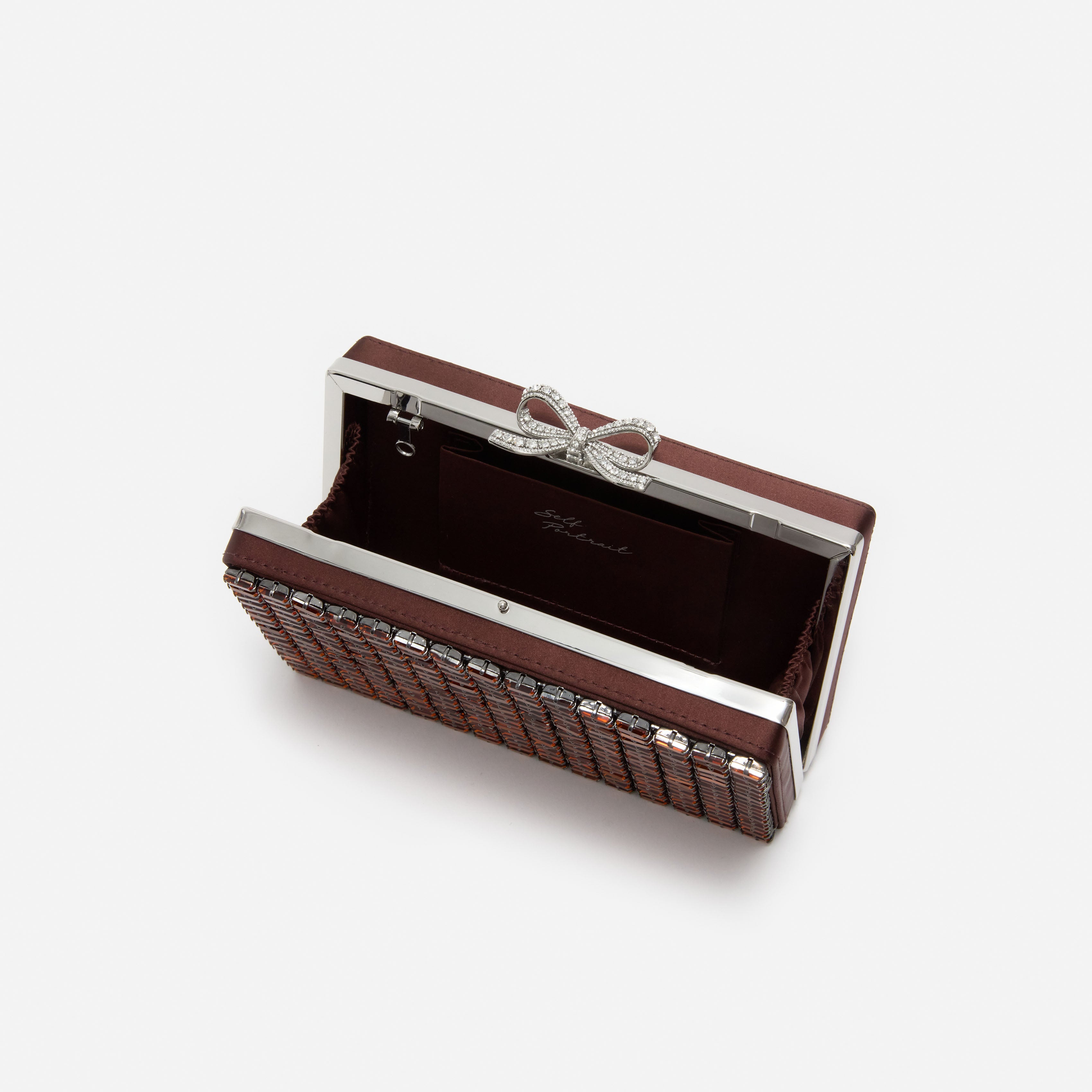 Self Portrait Brown Chainmail Clutch Clutch Braun Mini