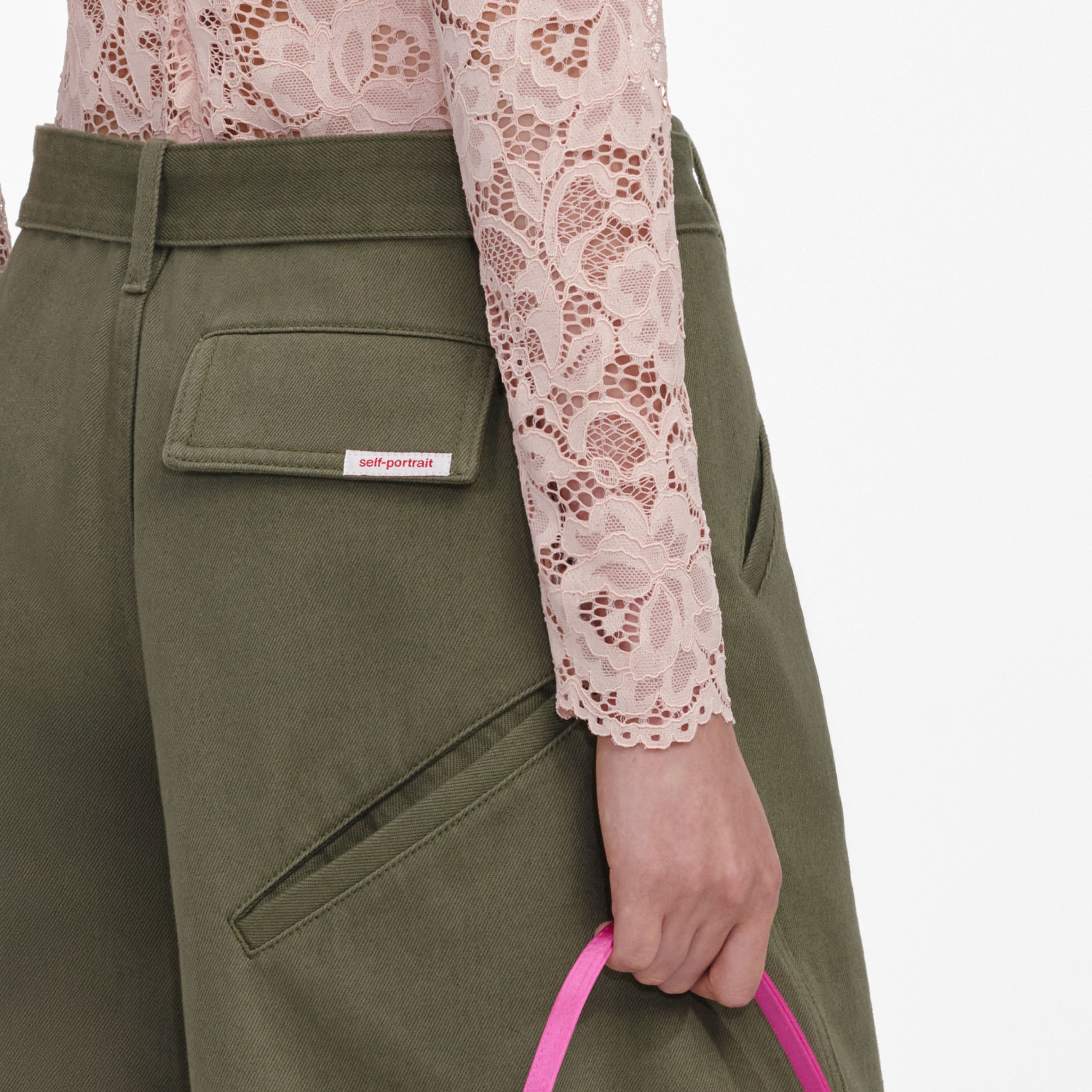 Self Portrait Khaki Cargo Jeans Barrel Damen Khaki