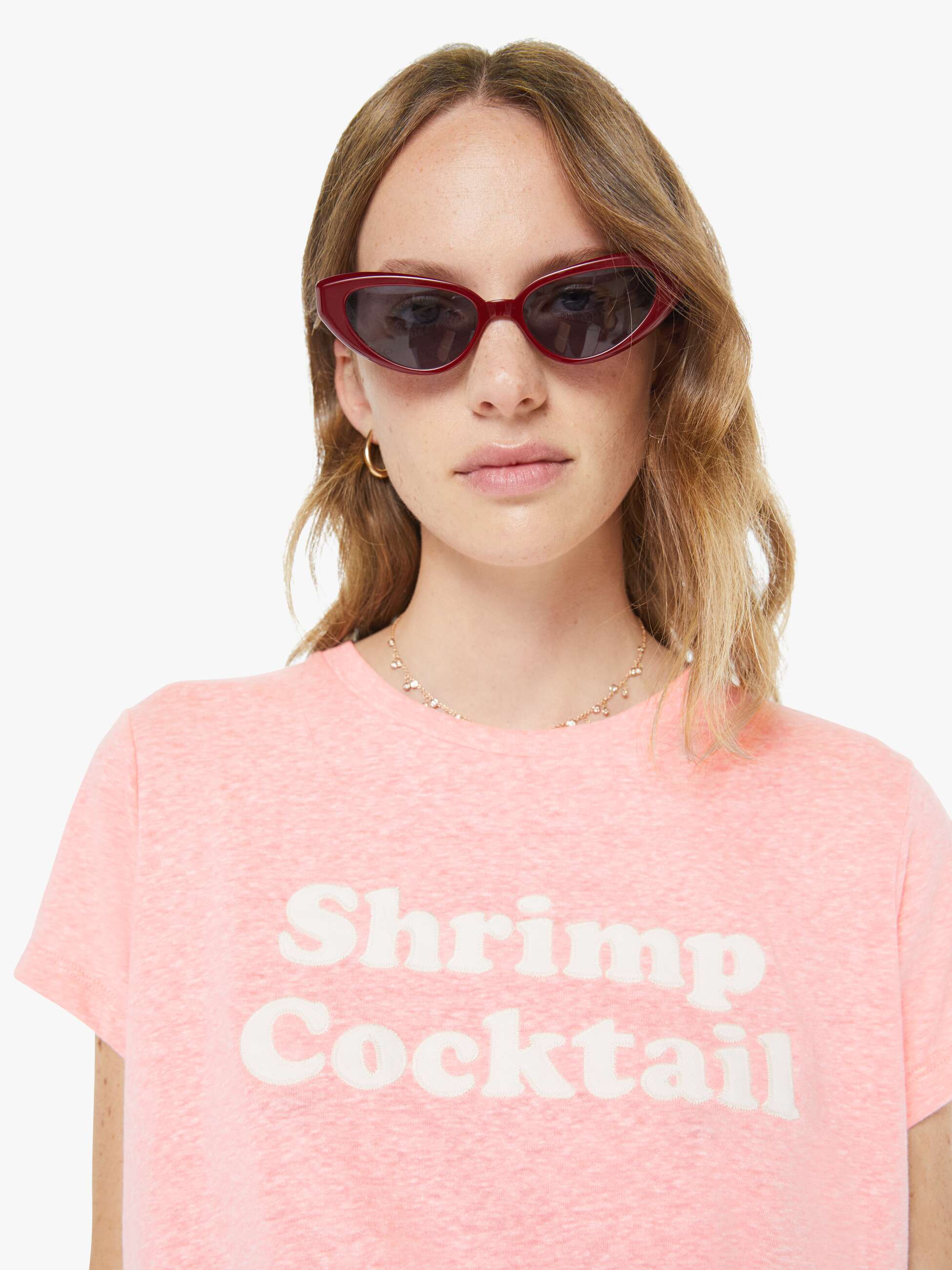 Mother Boxy Goodie Goodie Shrimp Cocktail T-Shirt Rosa
