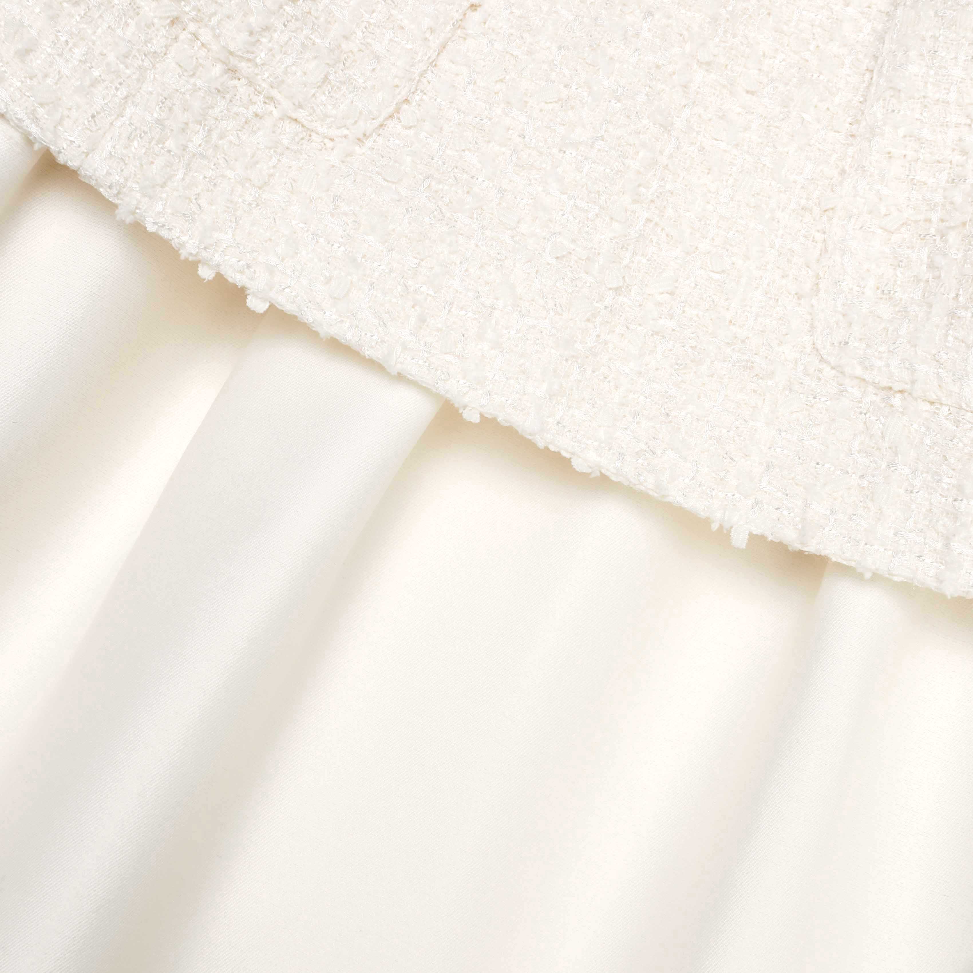 Self Portrait Cream Boucle Taffeta Midi Kleid Creme