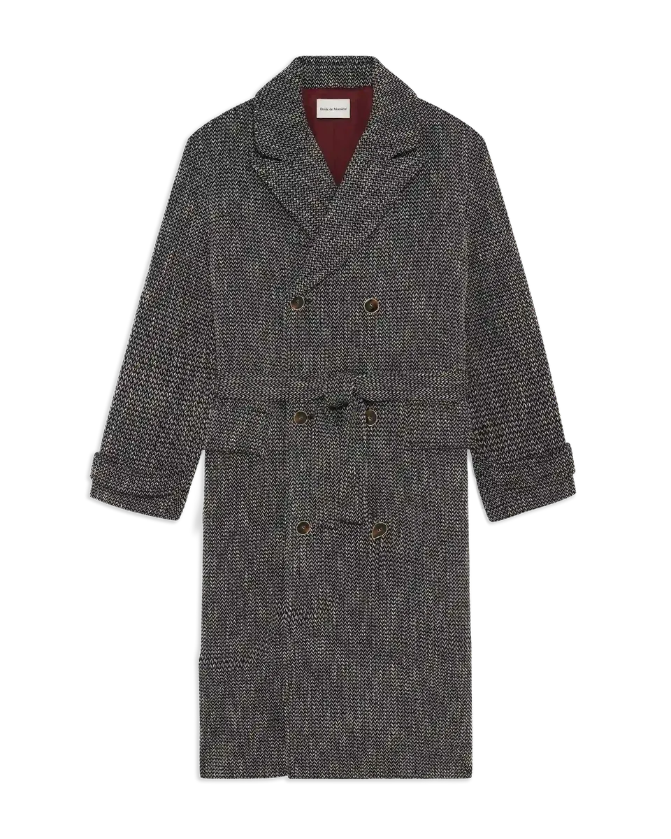 Drôle De Monsieur Double Breasted Twill Mantel Schwarz M