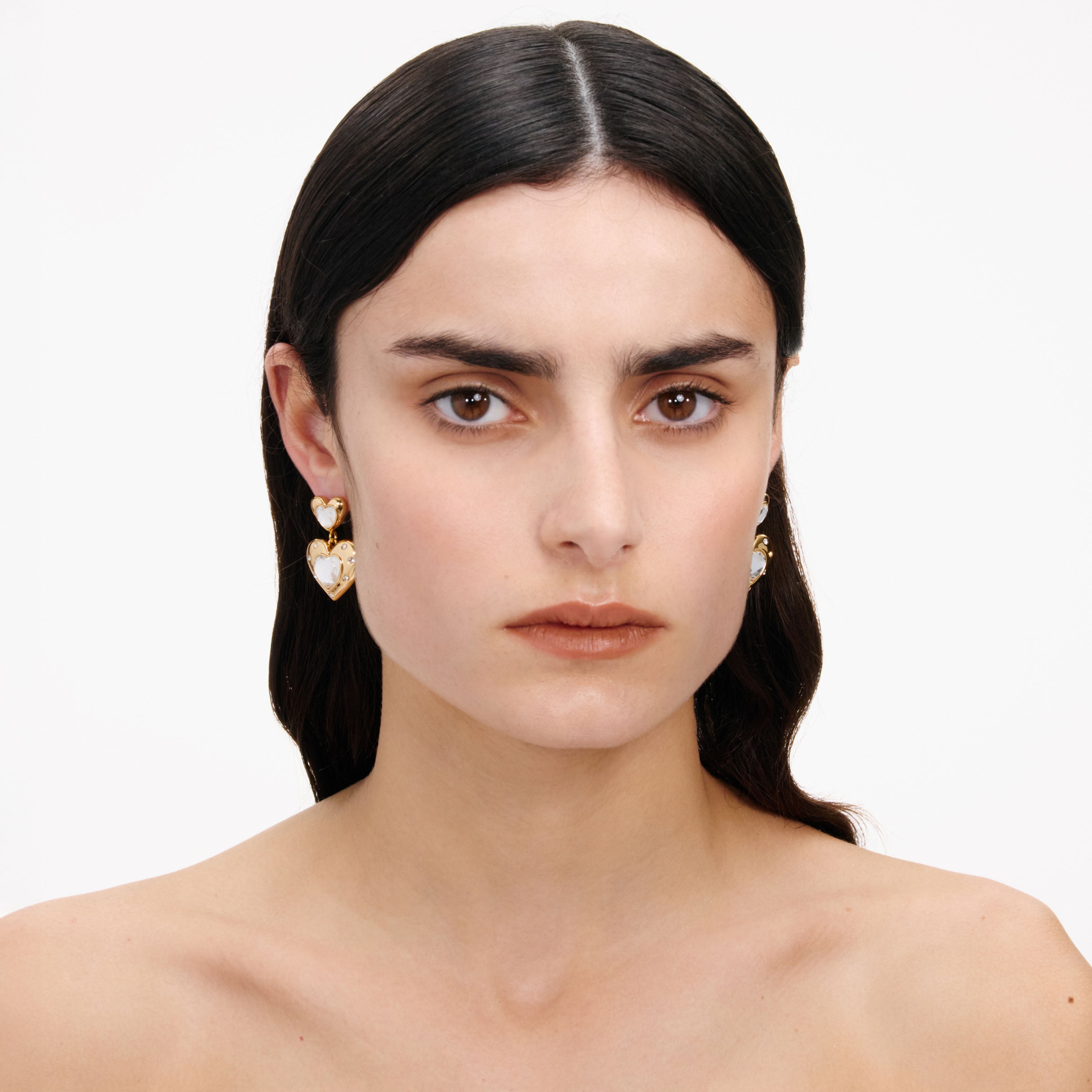 Self Portrait Jewellery Gold Crystal Heart Ohrringe Gold Einheitsgröße